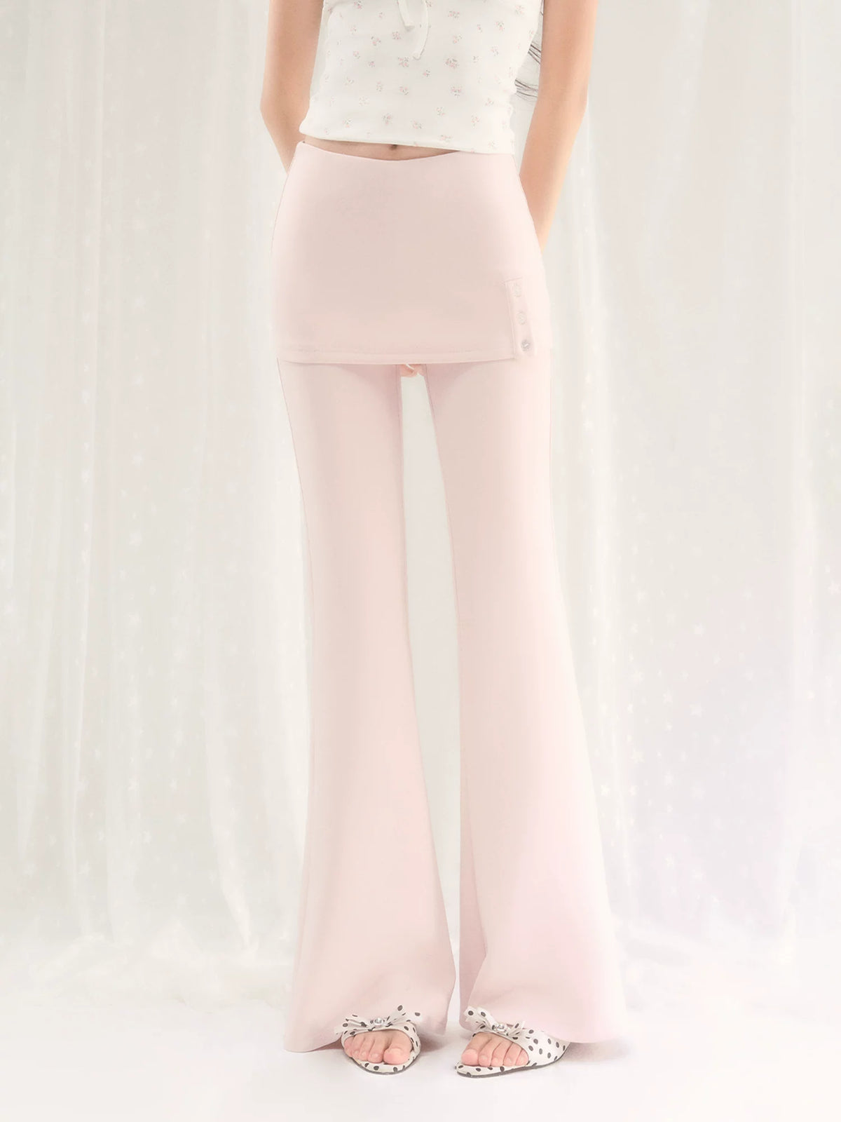 Faux Layered Micro Flare Pants