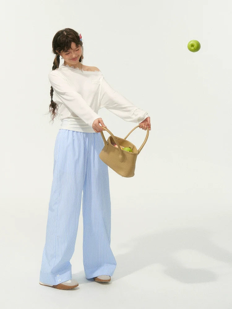 Striped Straight Leg Casual Pants