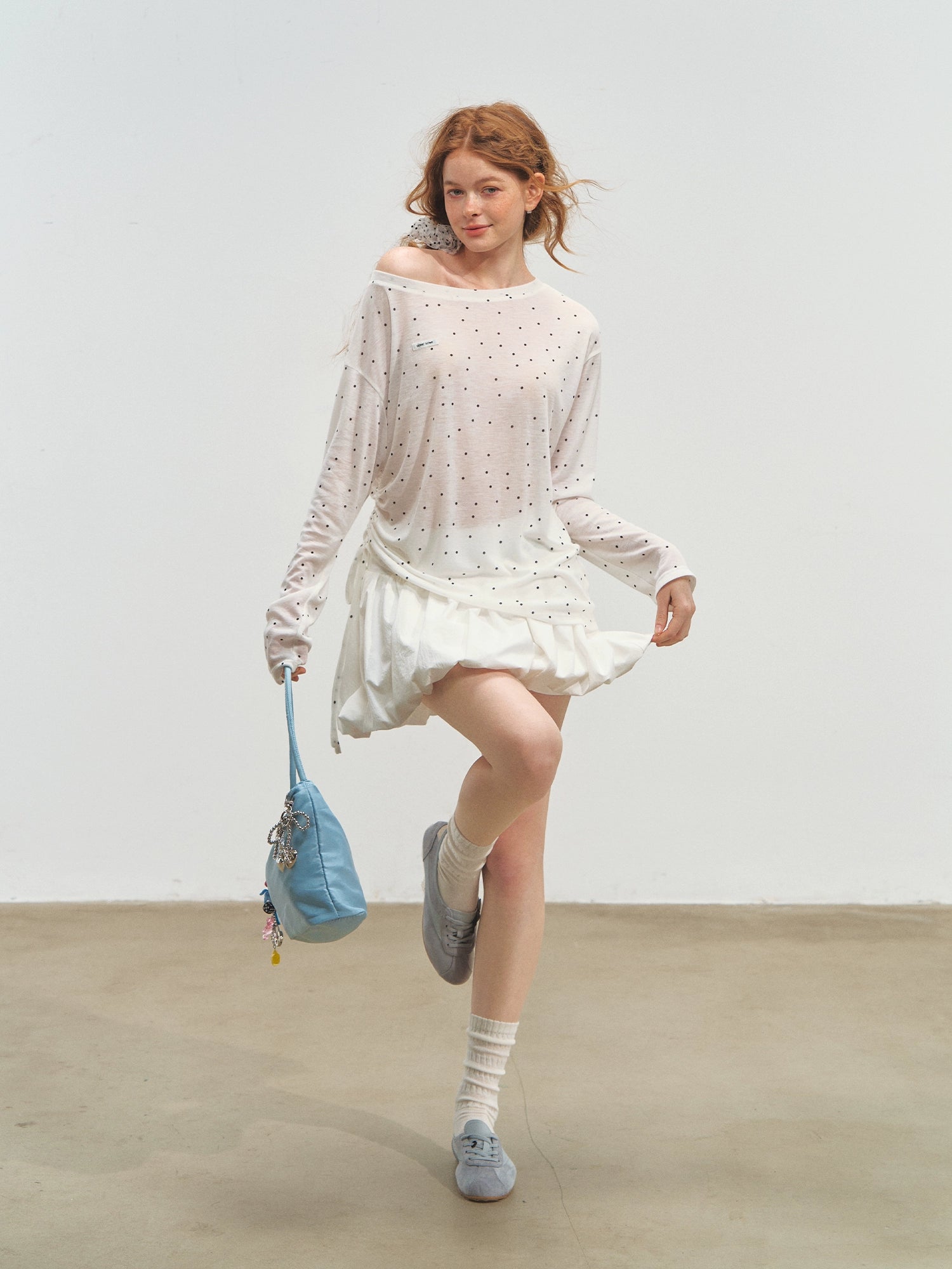 White Ballet-style Puff Midi Skirt