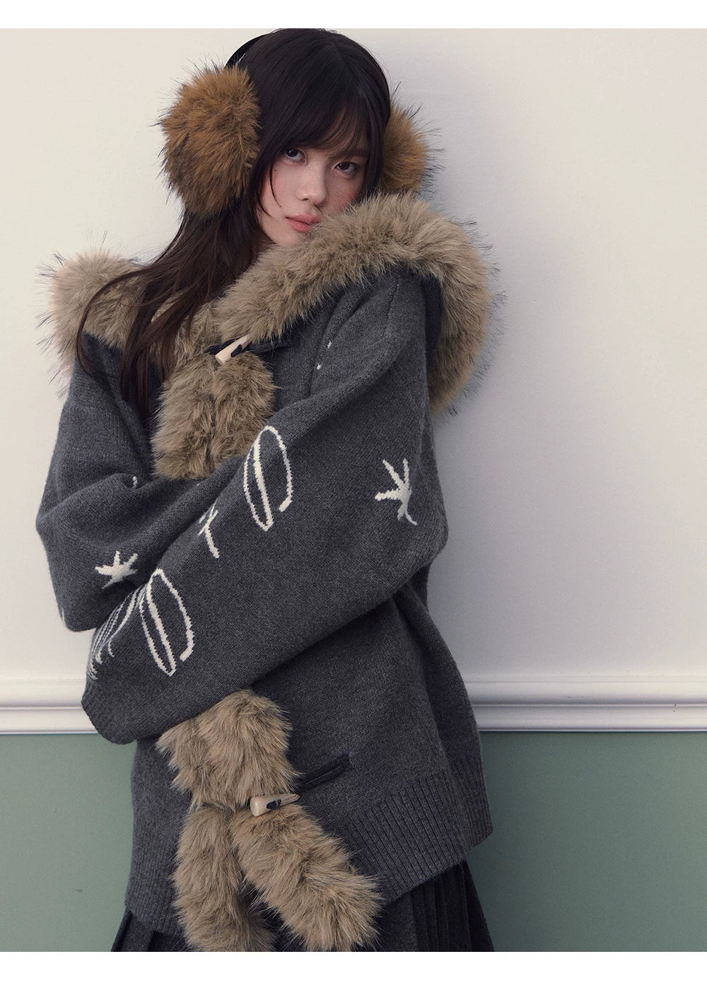 Hooded Toggle Knit Jacket