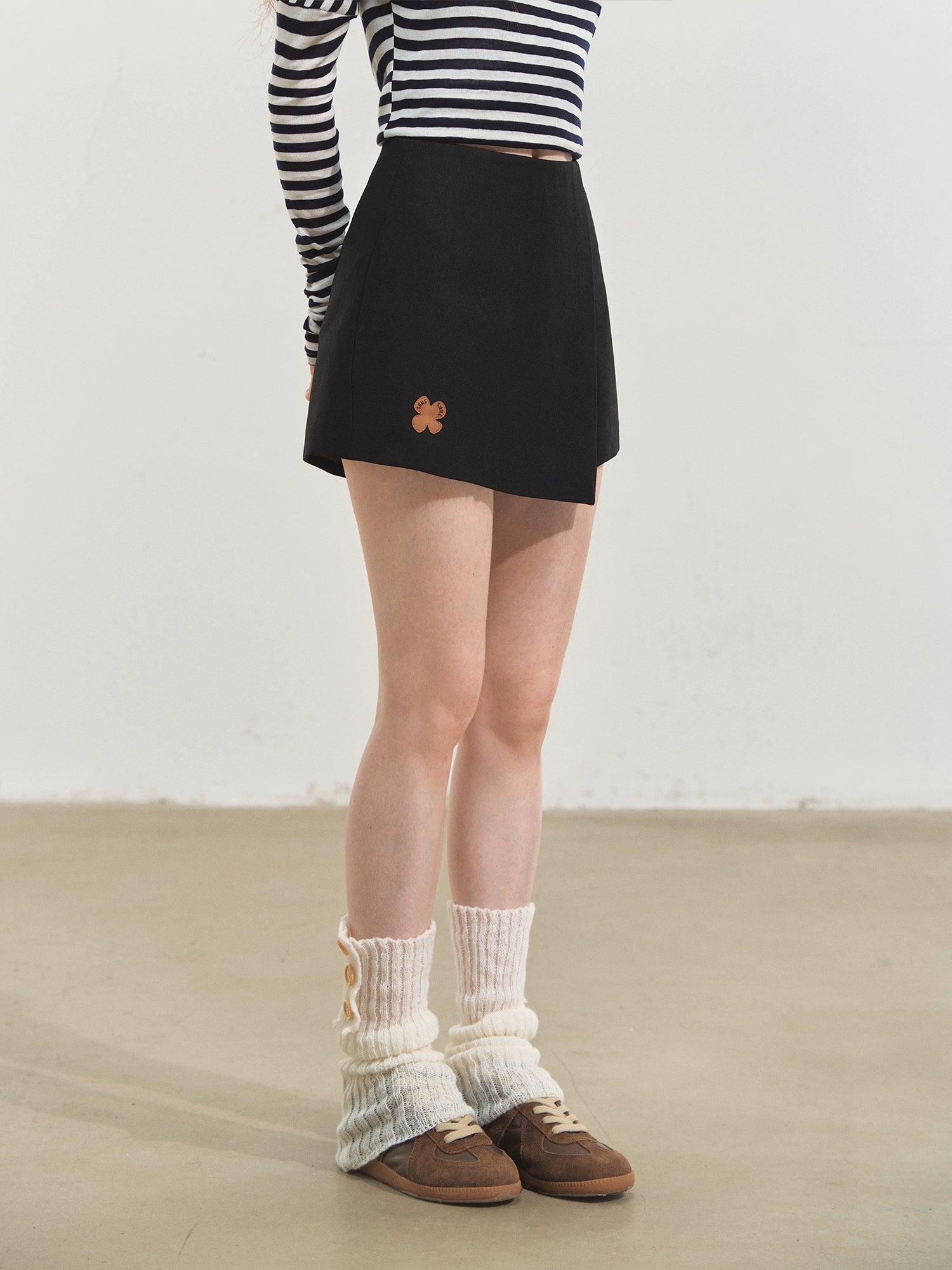 White & Black Floral Layered Shorts