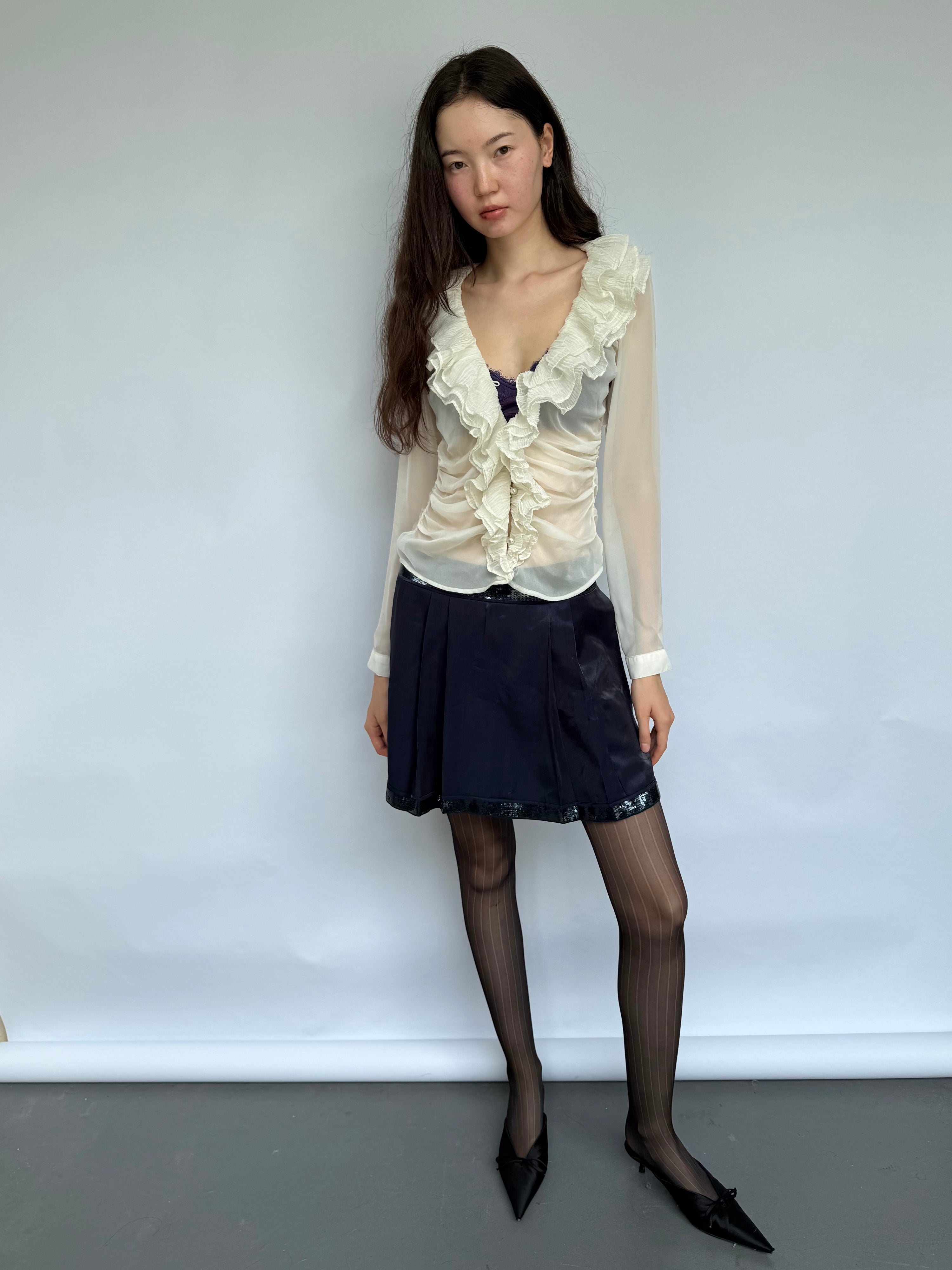 Ruffle V-Neck Blouse