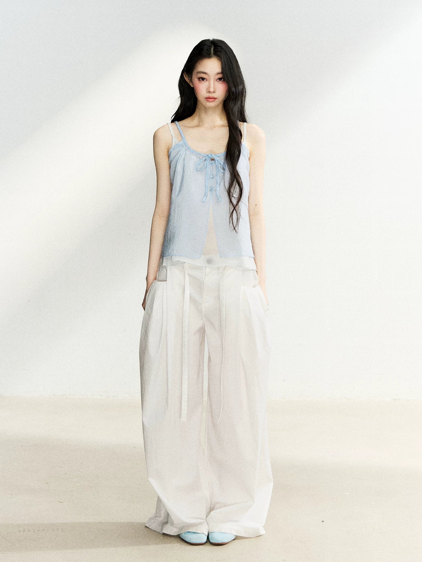 White High Waist Wide Leg Pants