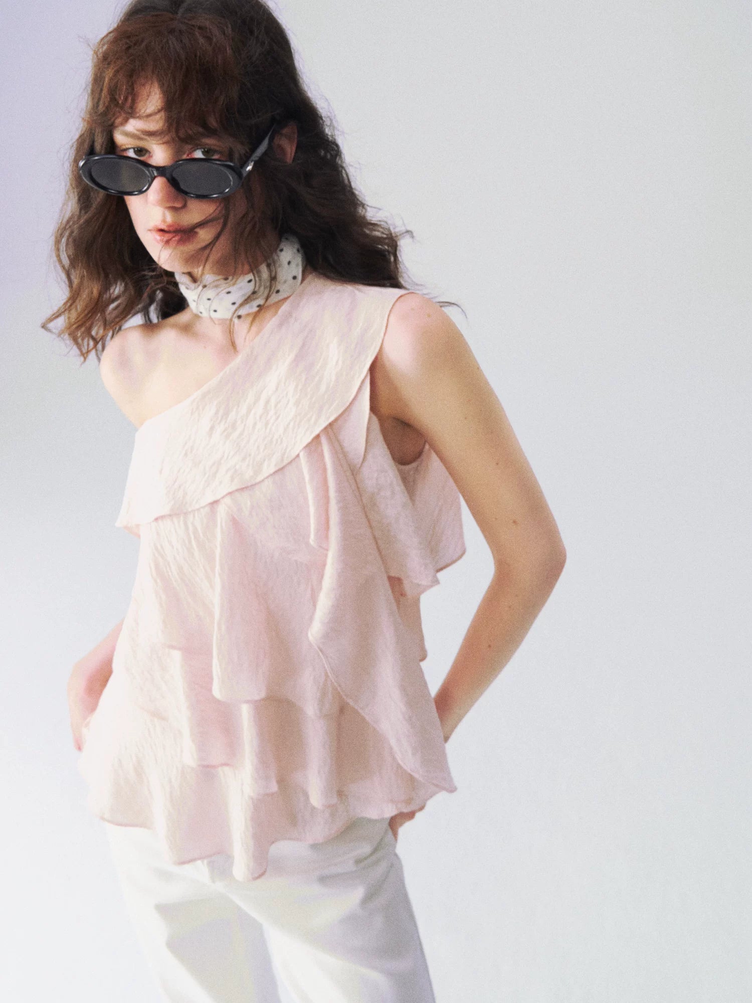Layered Ruffle One-Shoulder Top