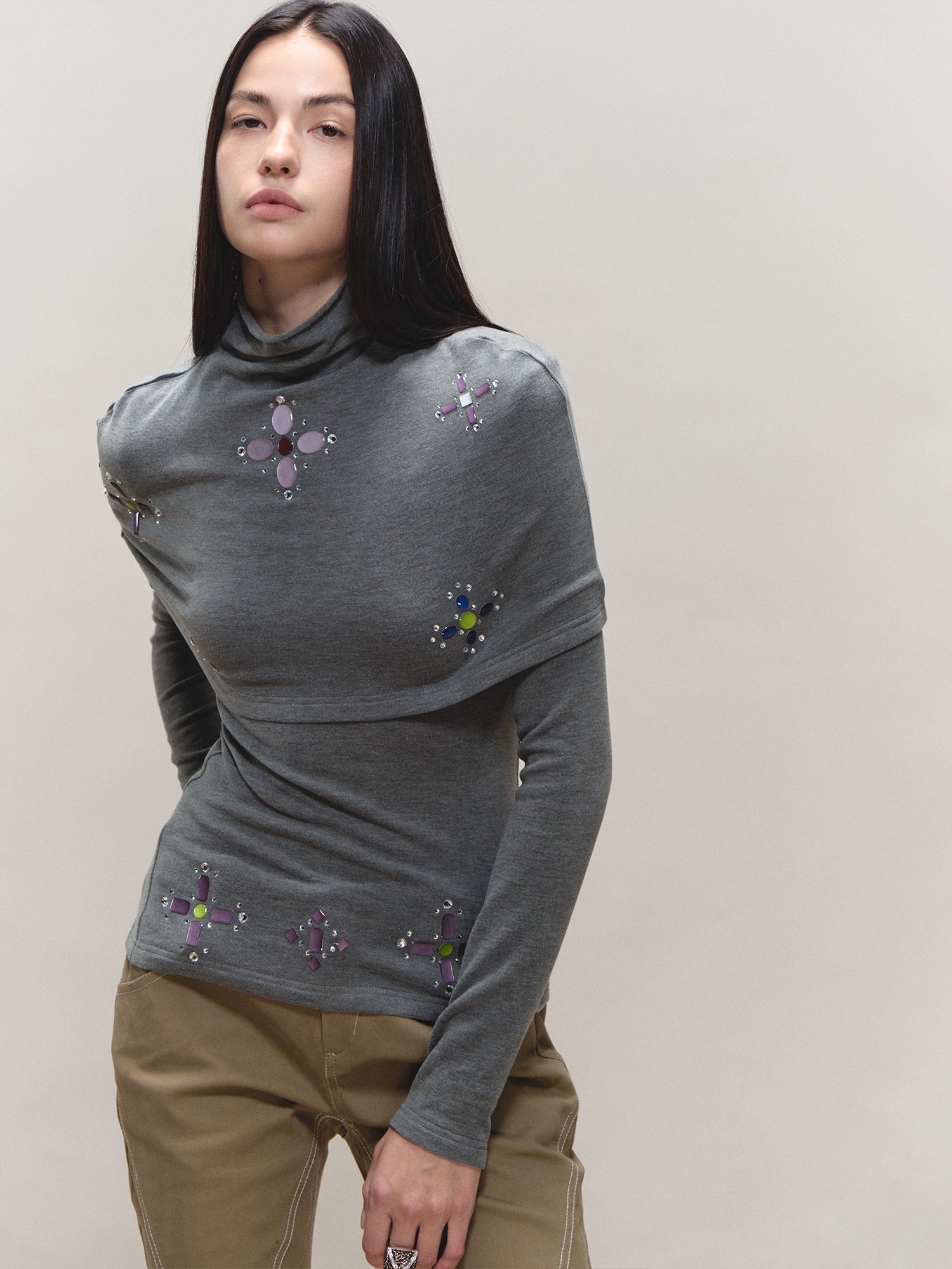 Gem-Detail Two-Piece Knit Set