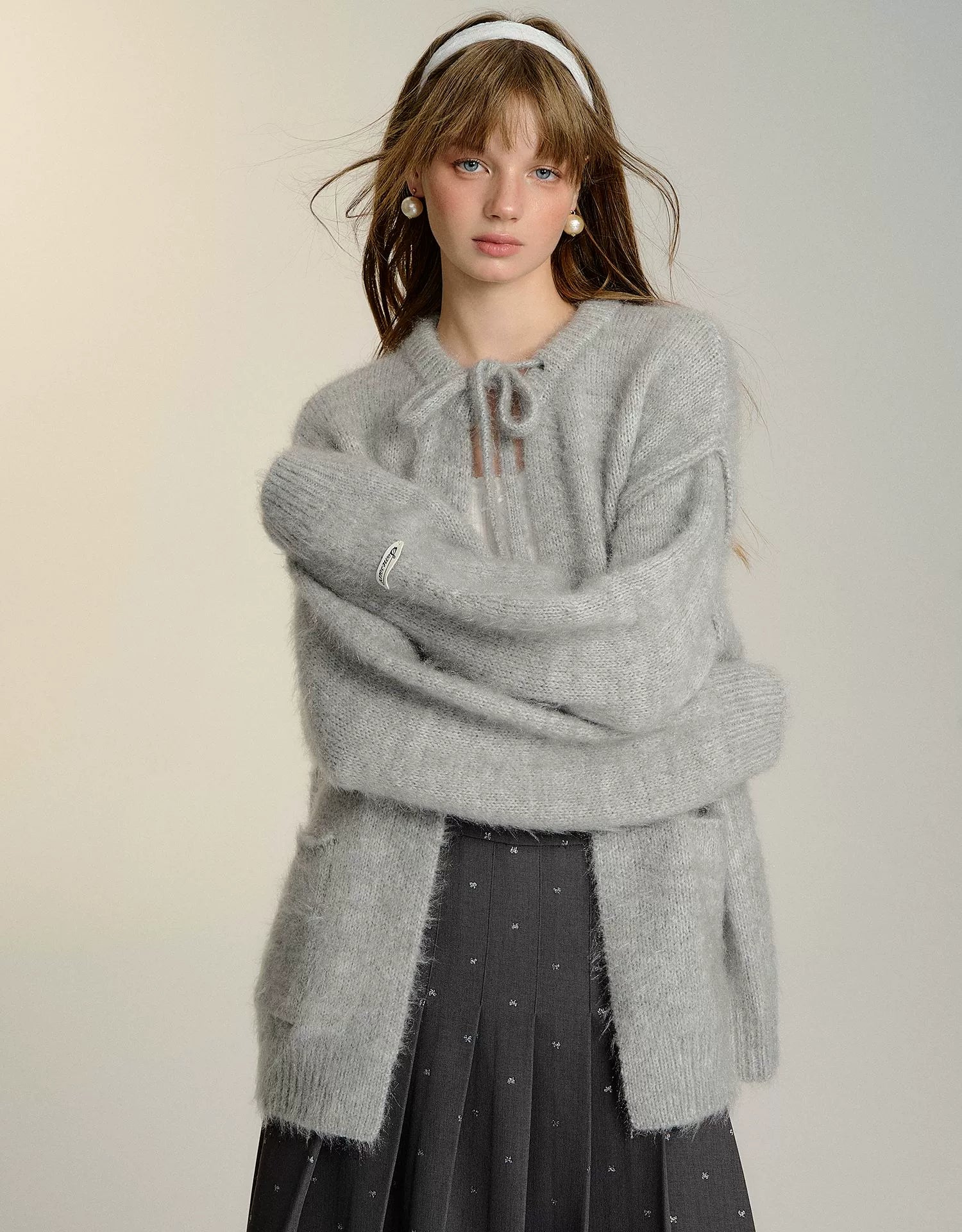 Plush Drawstring Cardigan