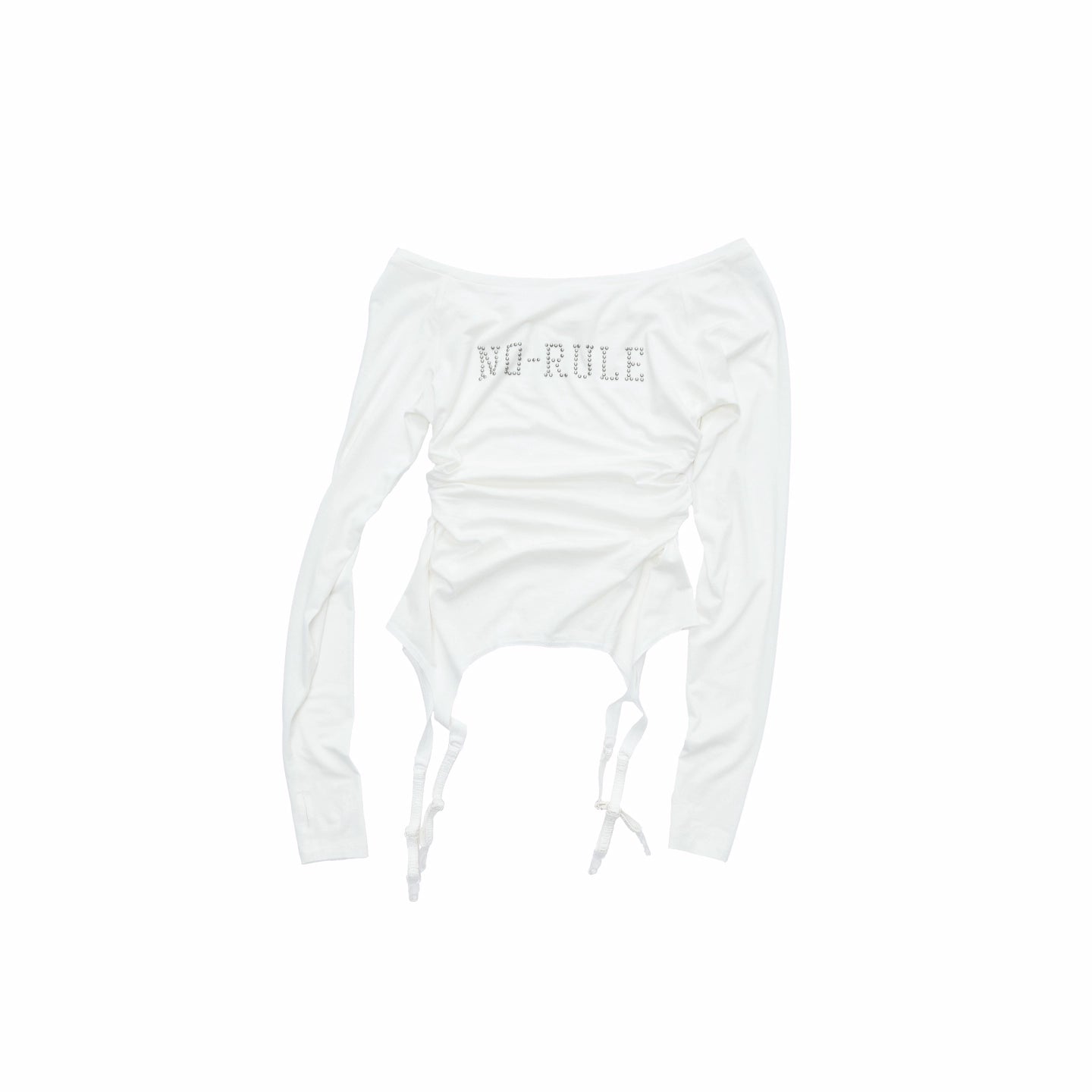 Garter Rhinestone Ruched Knit Top