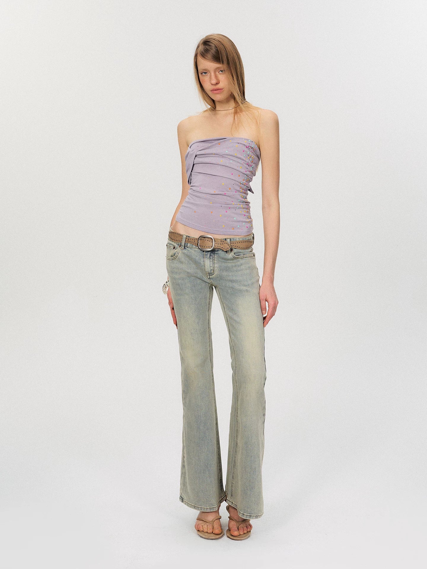 Blue Washed Flare Jeans