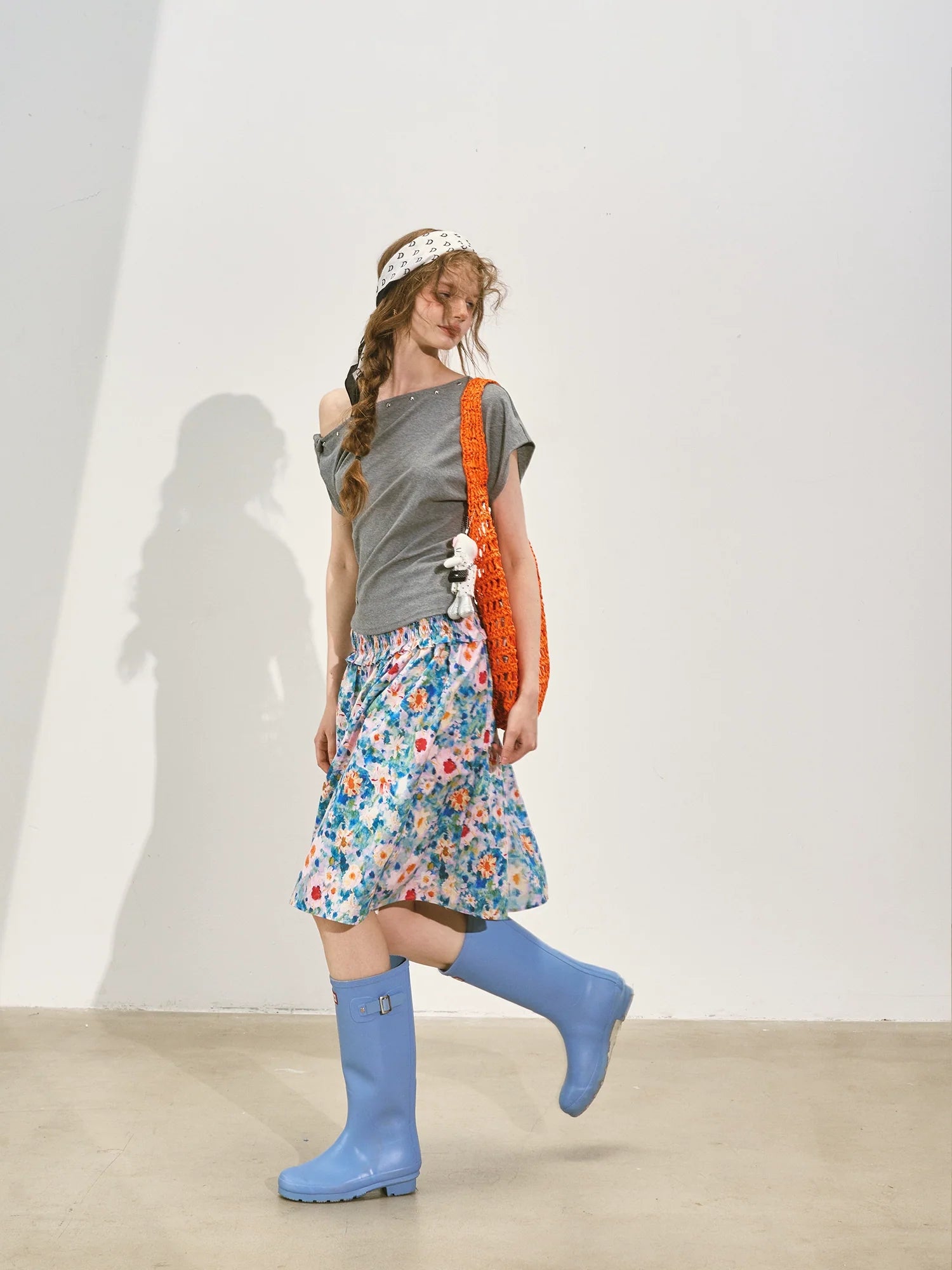 Off-Shoulder Asymmetric Twist Knot Half-sleeve Top