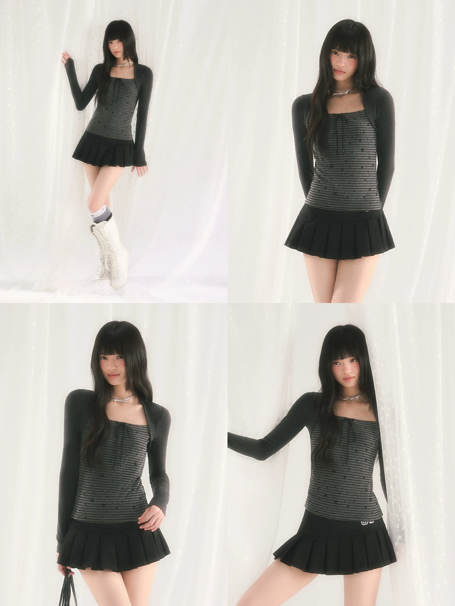 Gray Star Stripe Top