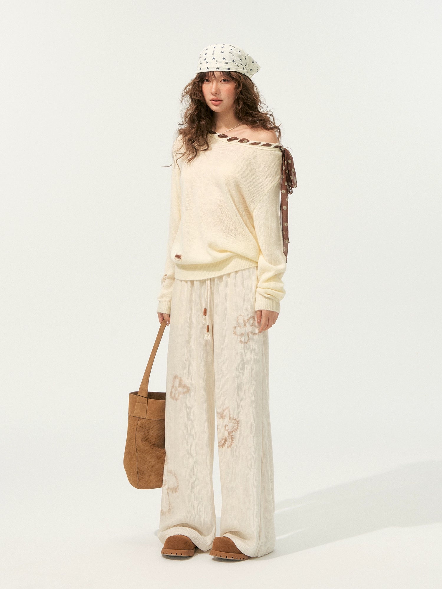 Floral Pleated Drawstring Pants