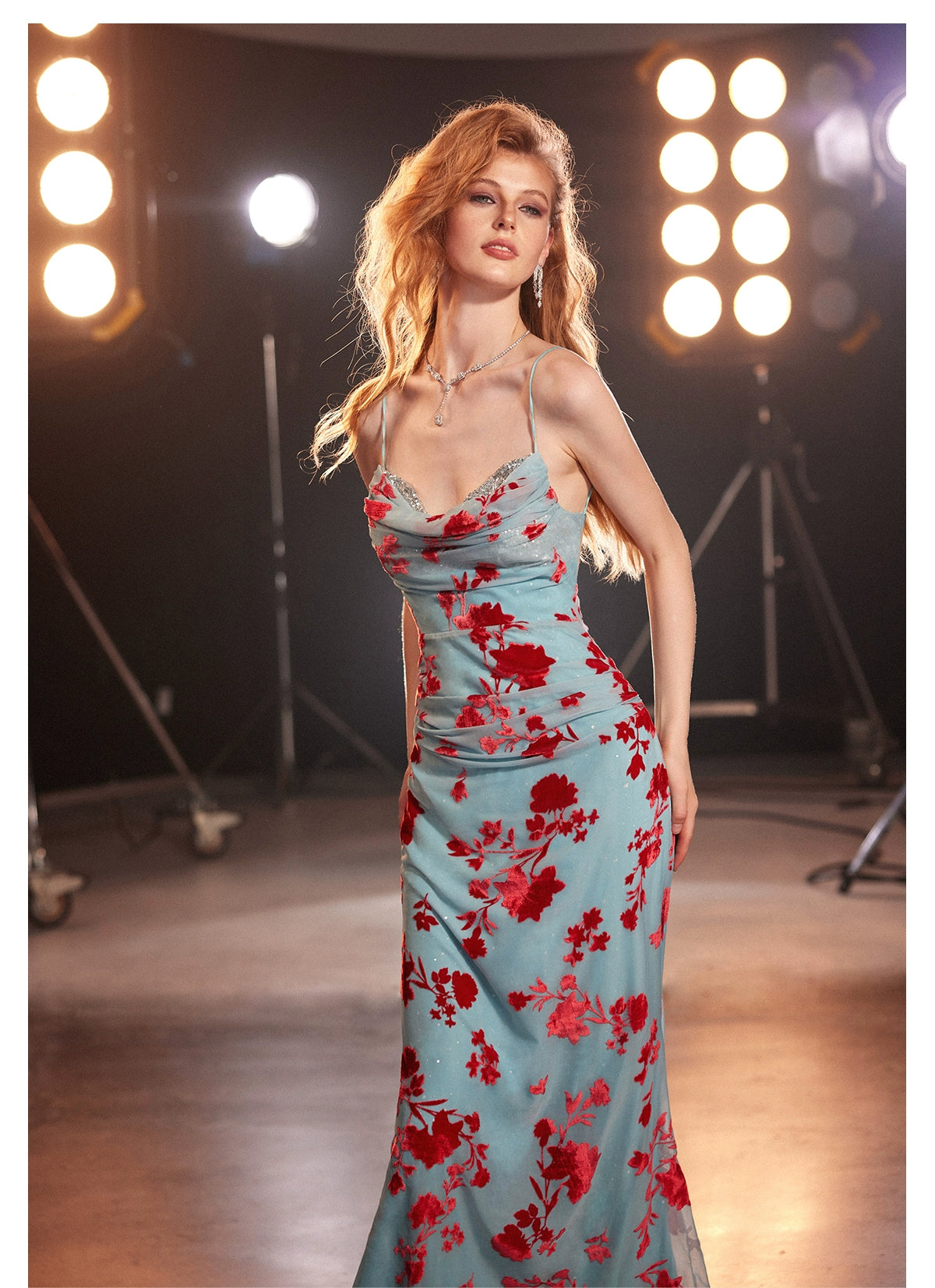 Hana Viscose Floral Flocked Mermaid Gown