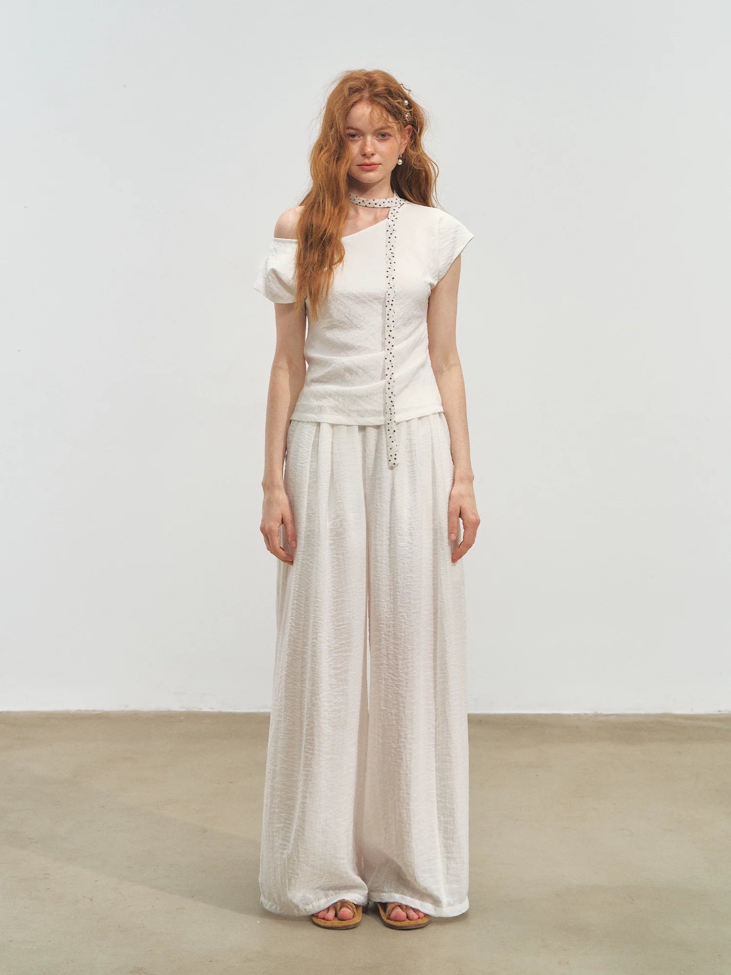 Draped Lazy Asymmetric Shoulder Convertible Top Set