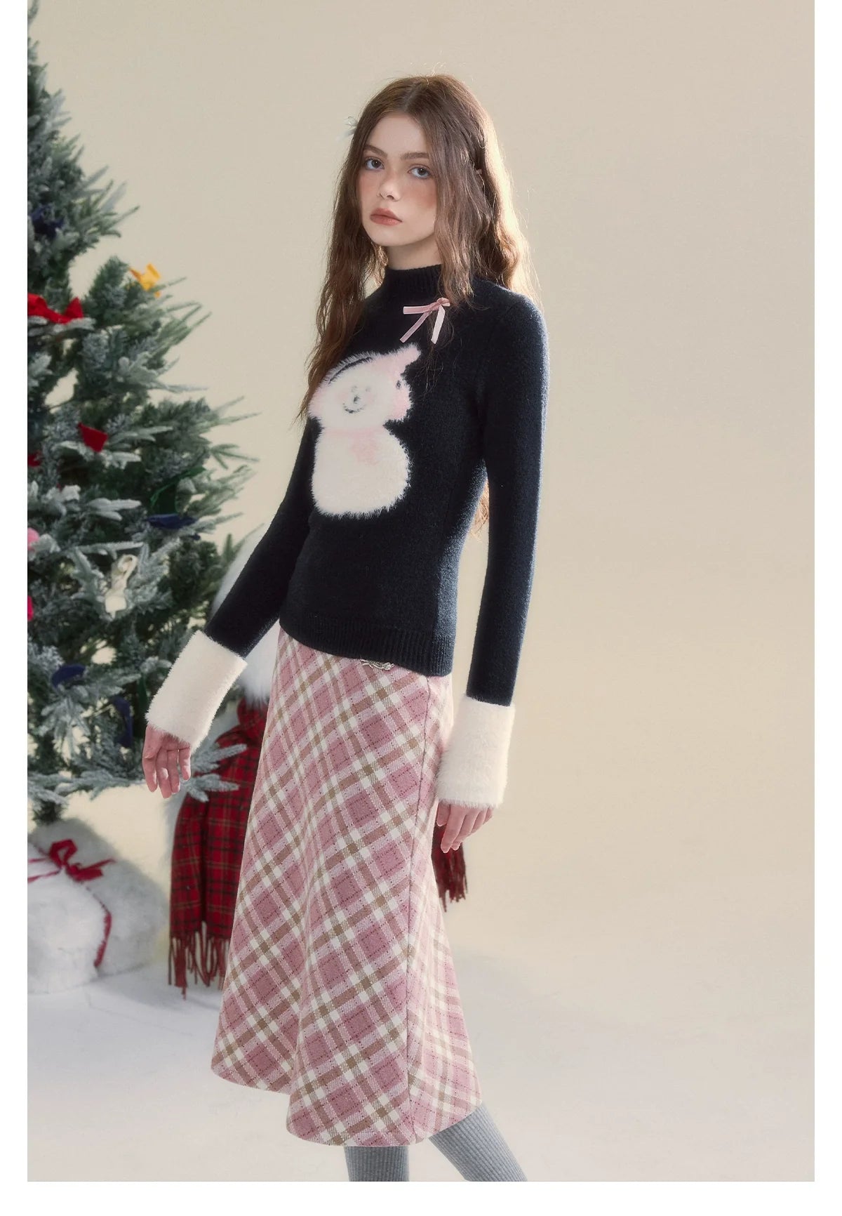 Pink Plaid Bodycon Skirt