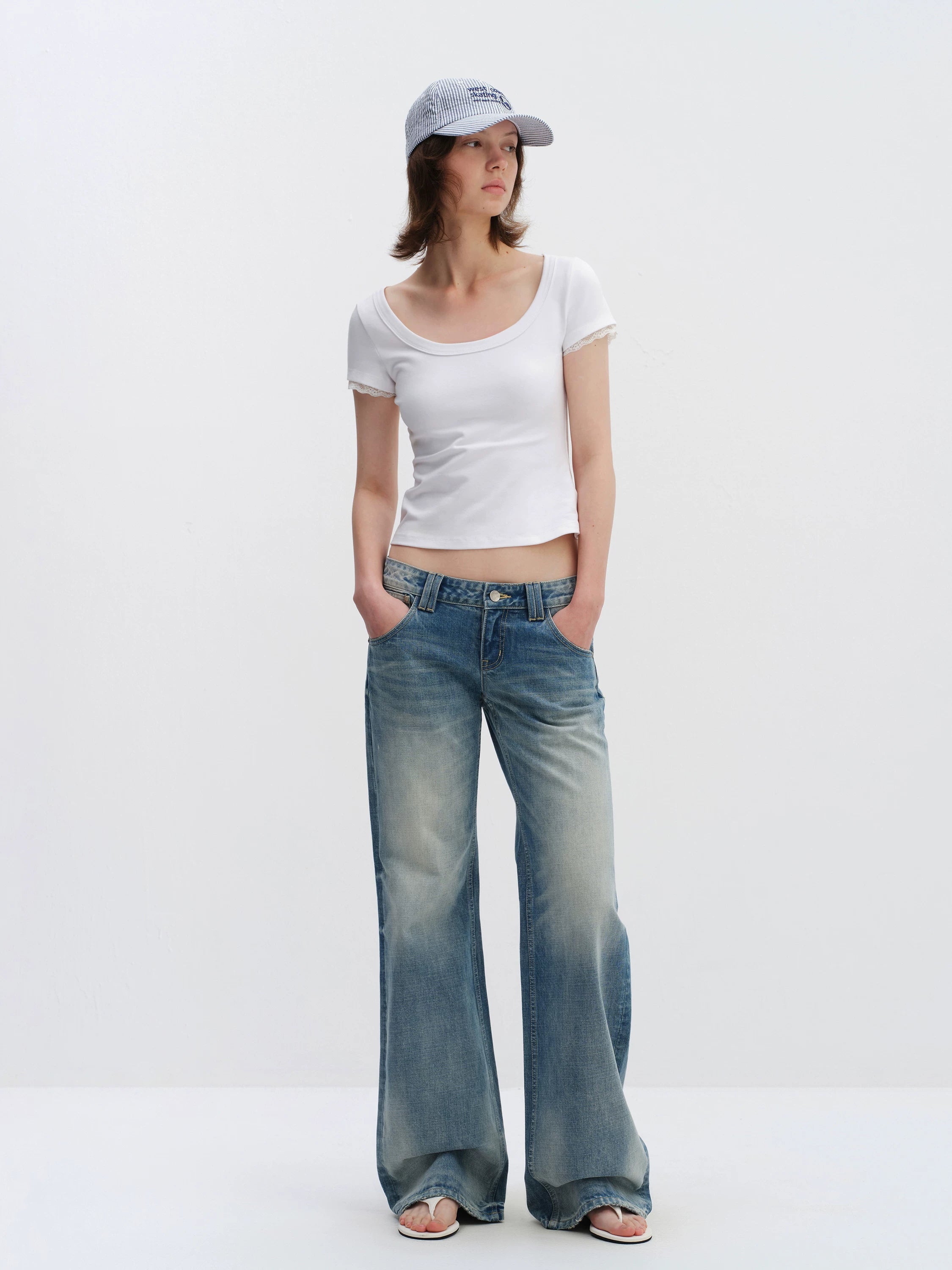 Cat Whisker Low-Waist Straight Jeans