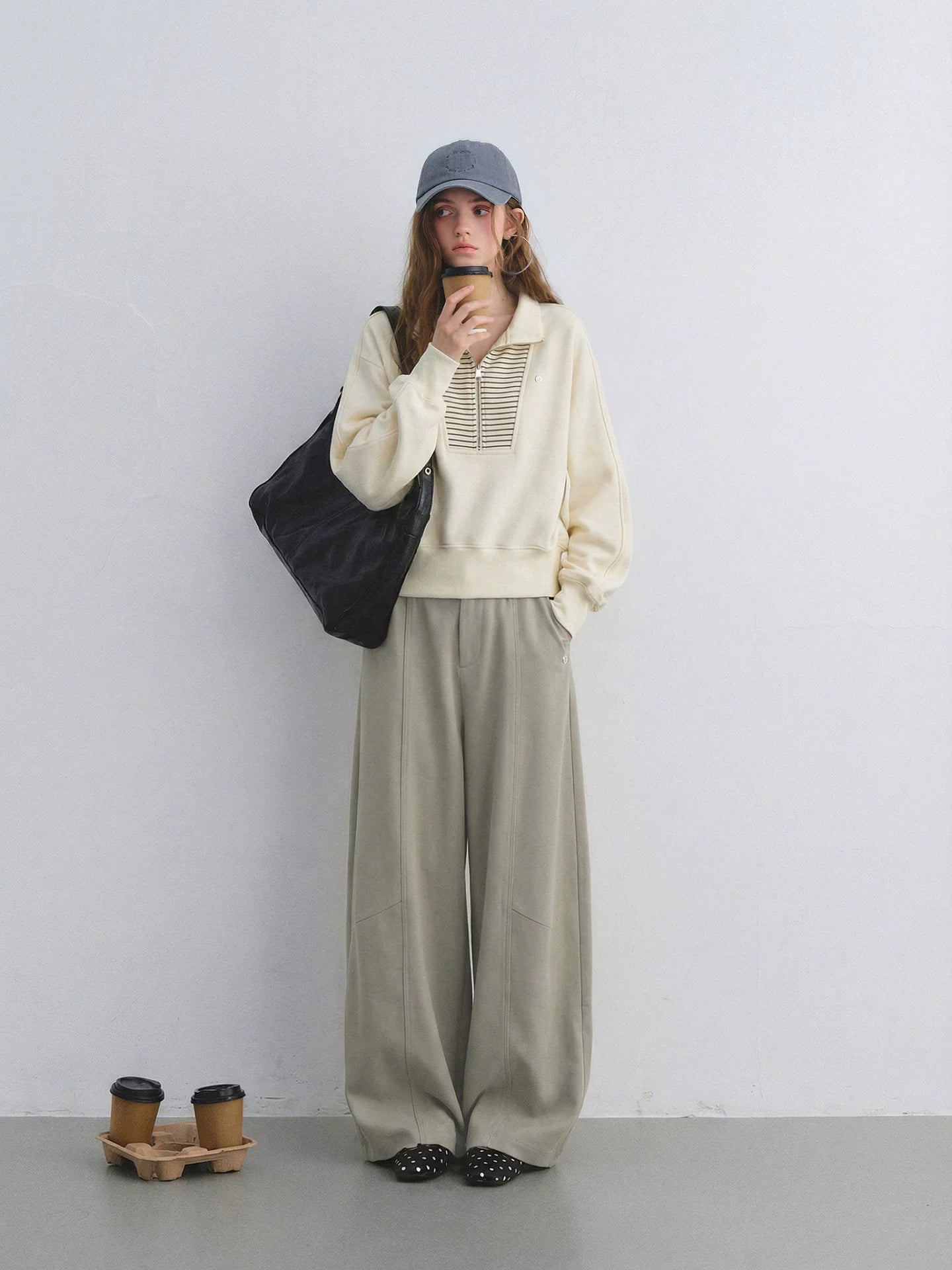 TR Front-Crease Wide-Leg Suit Pants