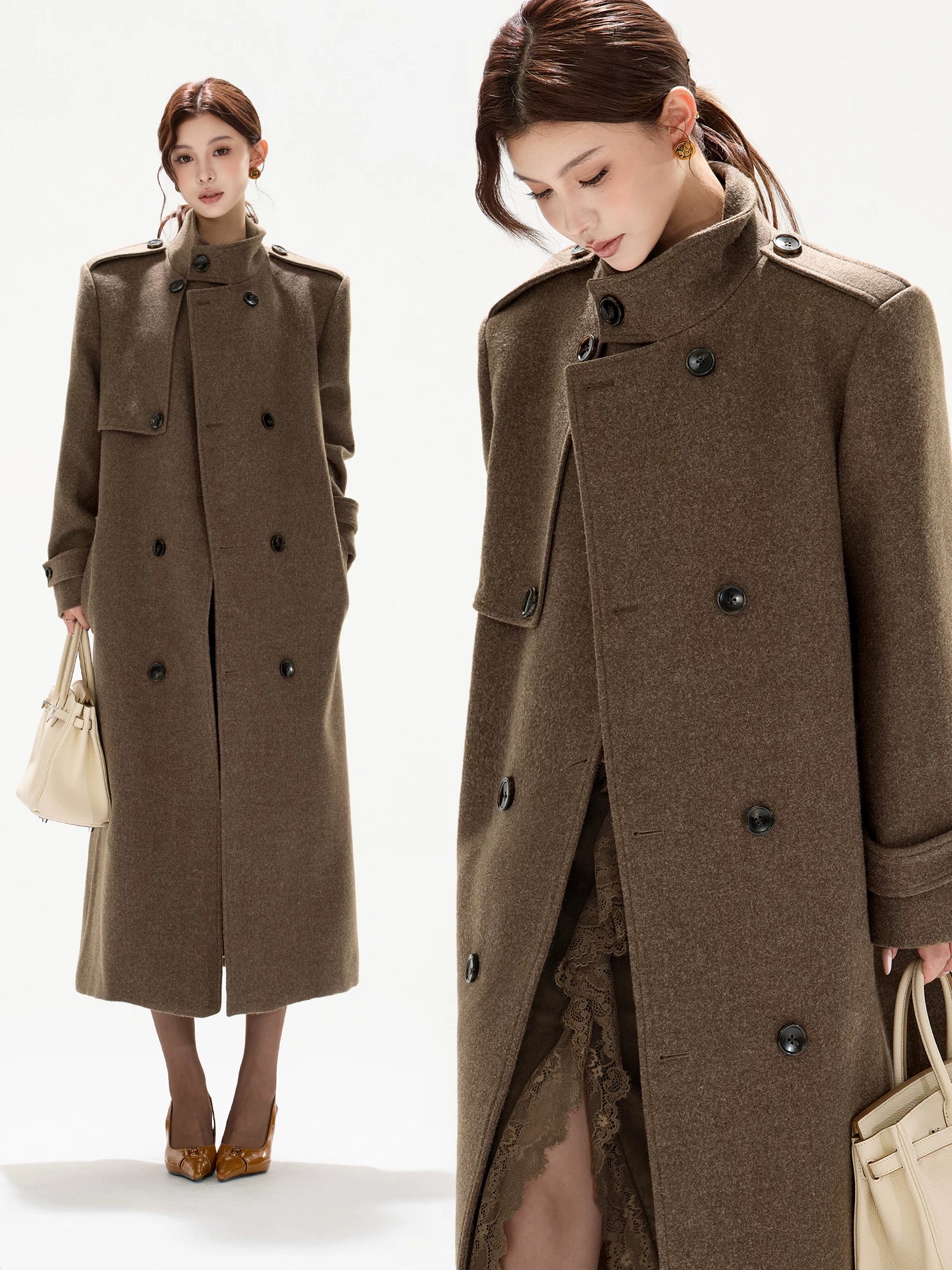 Brown Wool Blend Coat