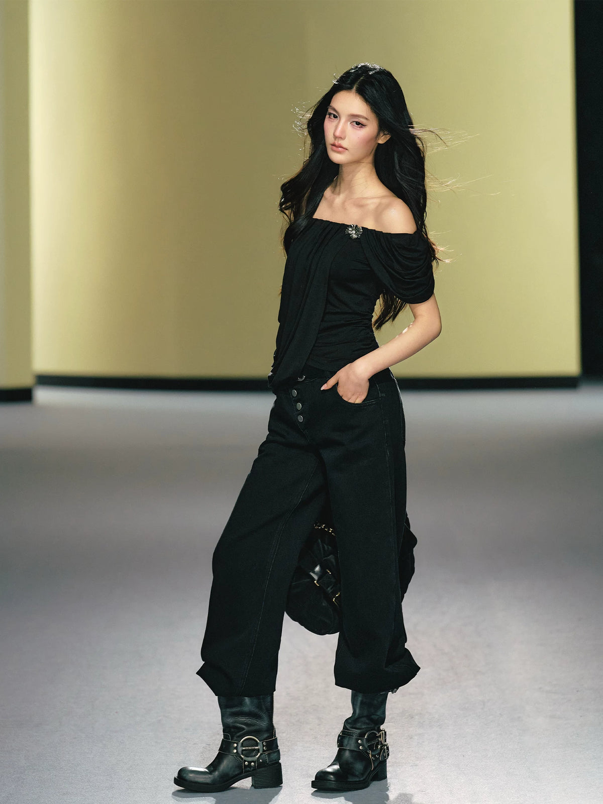 Asymmetric Straight Leg Jeans