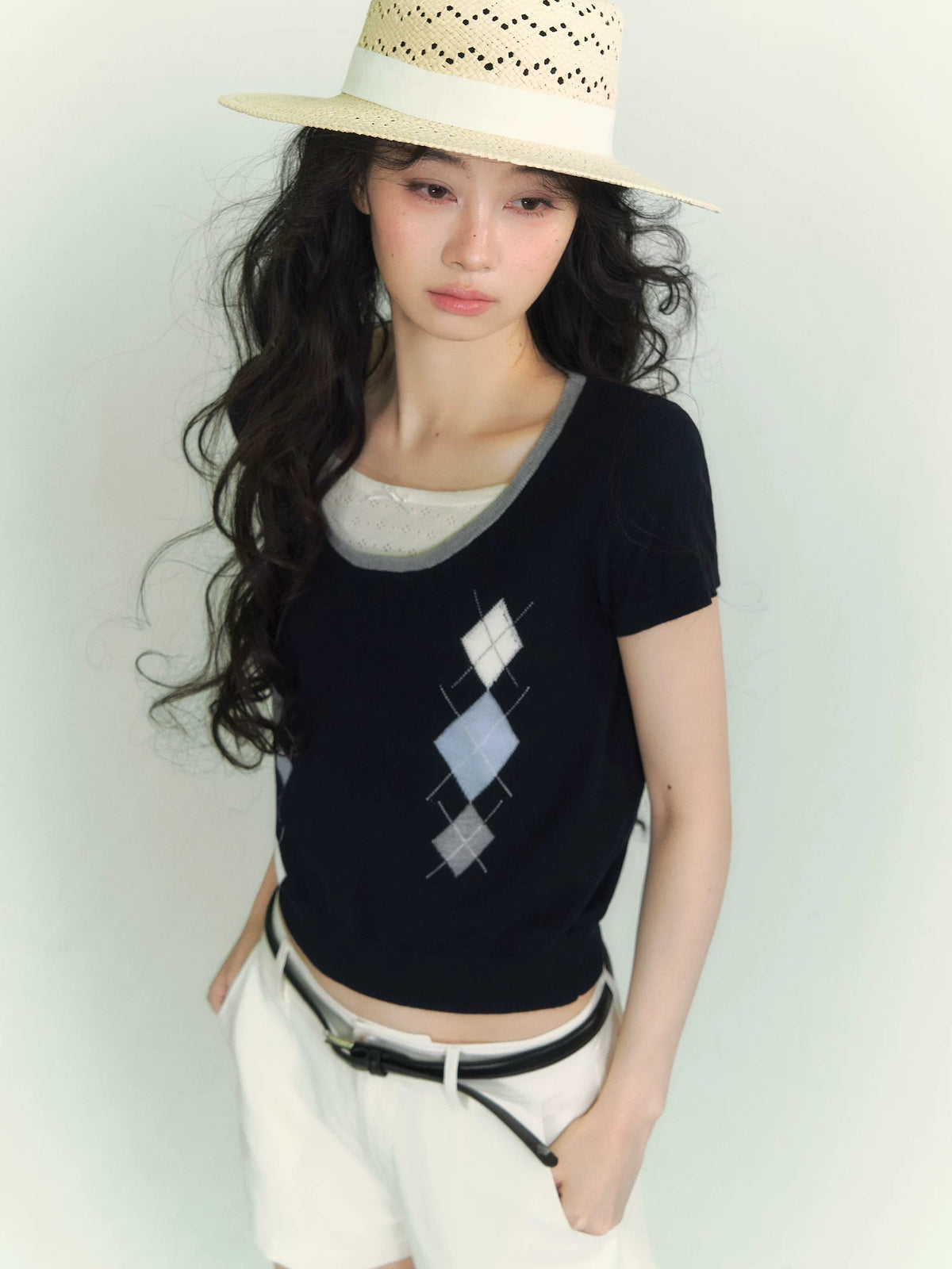 Argyle Layered Short Tee