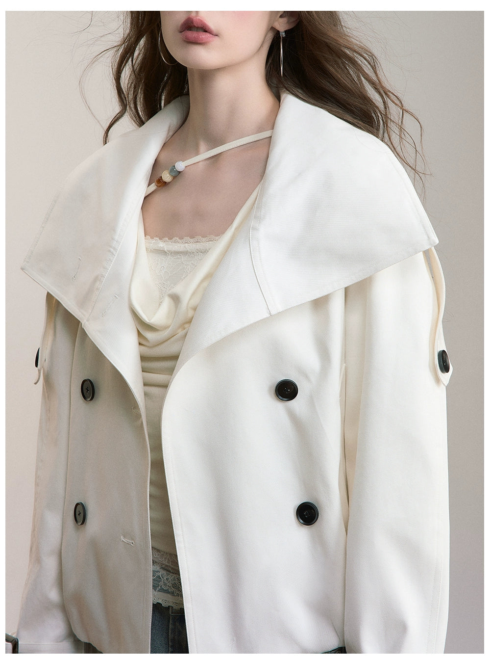 Vintage Pleated Stand Collar Jacket