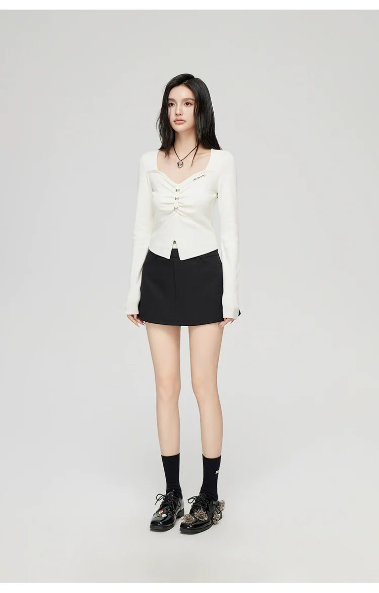Black & White Wide Neckline Sweater