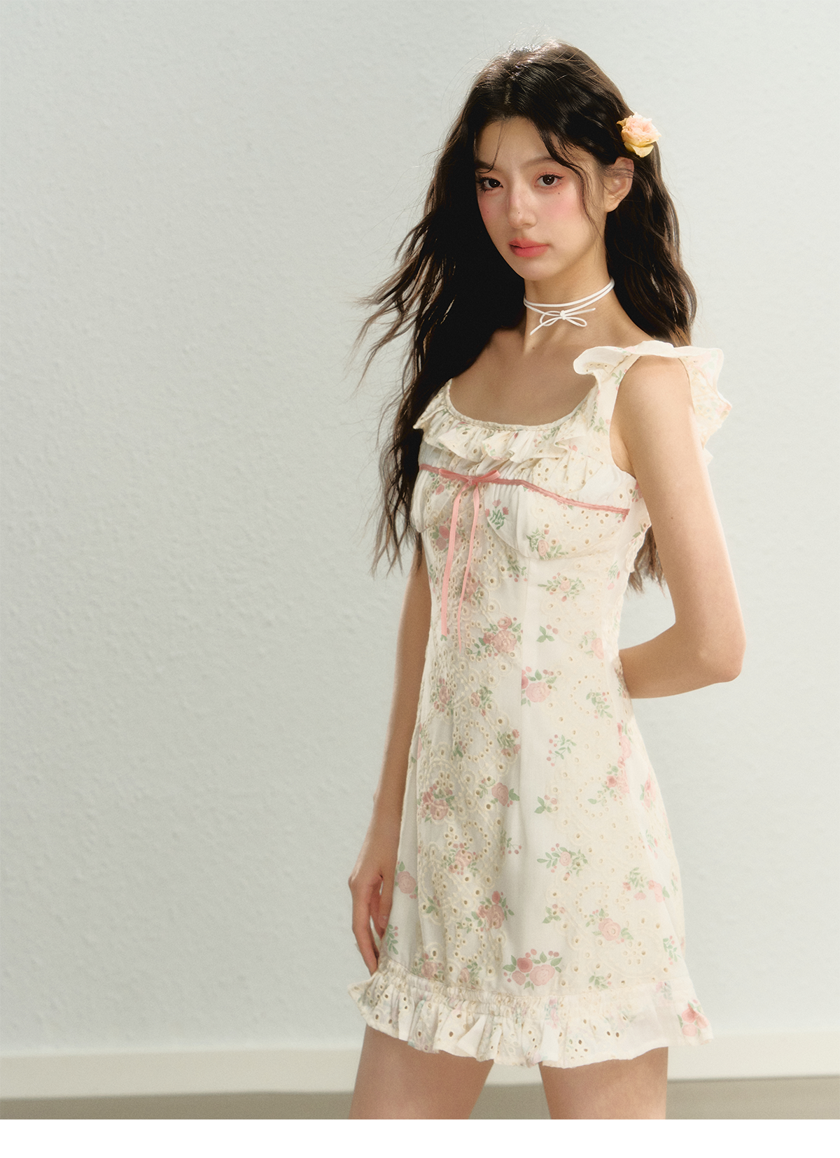 Flutter Sleeve Strap Floral Dress