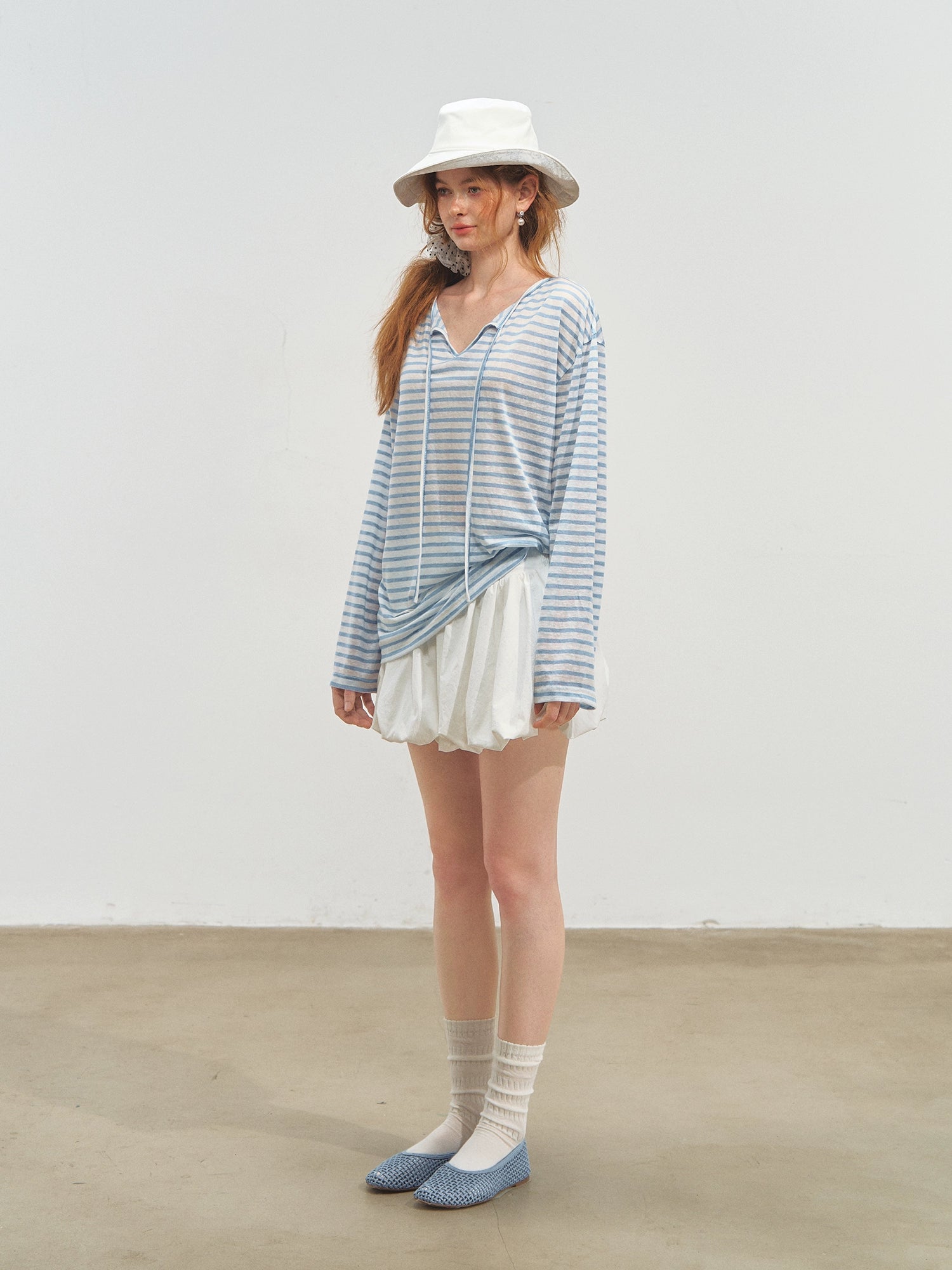 White Ballet-style Puff Midi Skirt