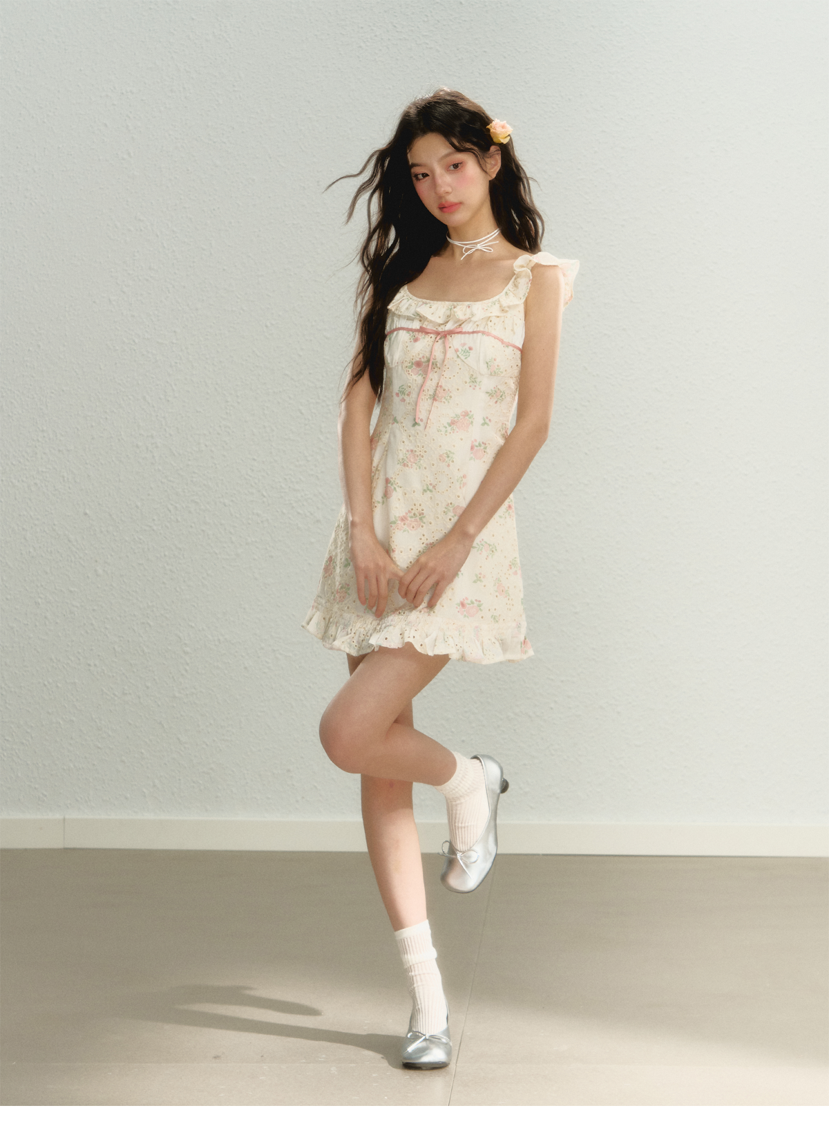 Flutter Sleeve Strap Floral Dress