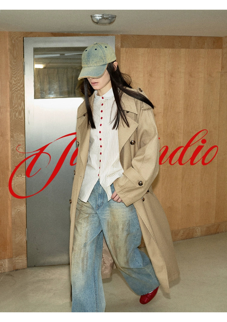 Khaki Double-Breasted Coat