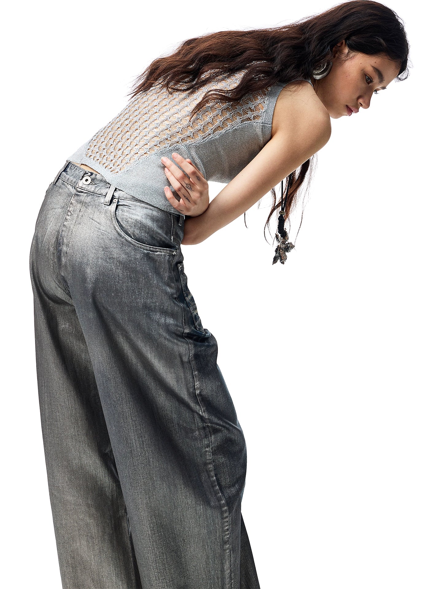 Hollow Out Cable Knit Sleeveless Tank Top