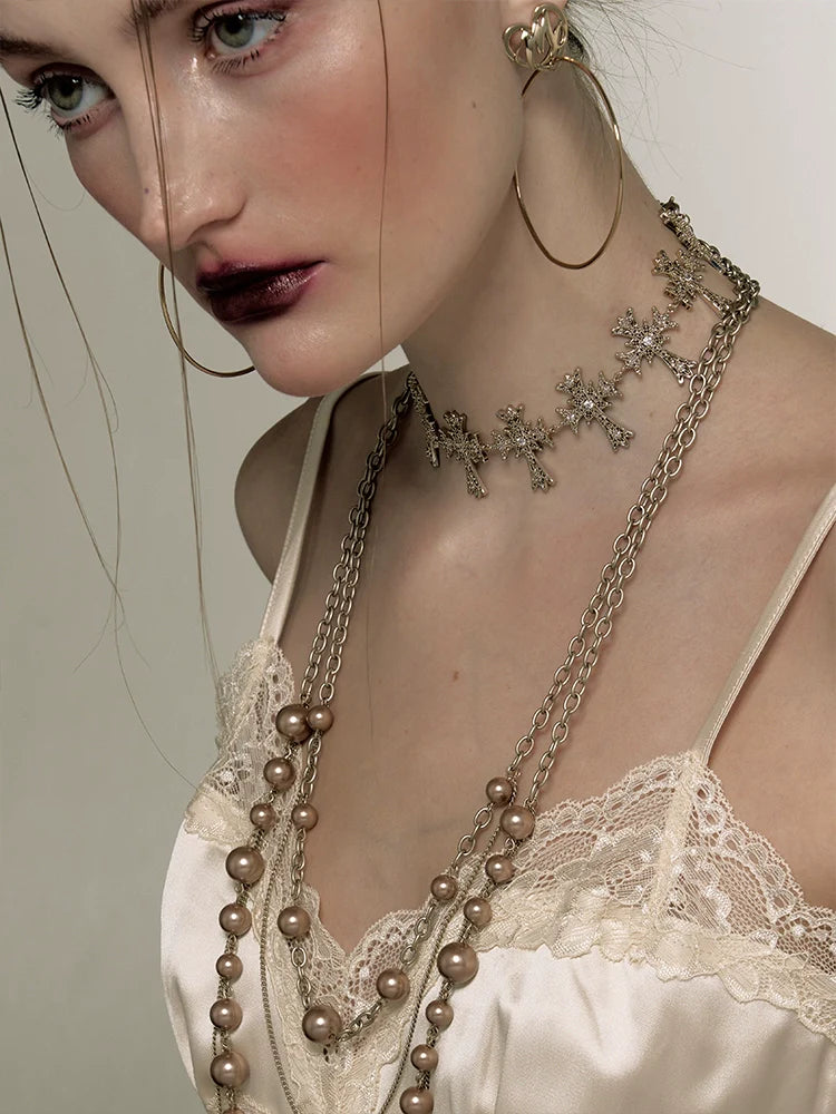 Baroque Wind Flashes Cross Choker