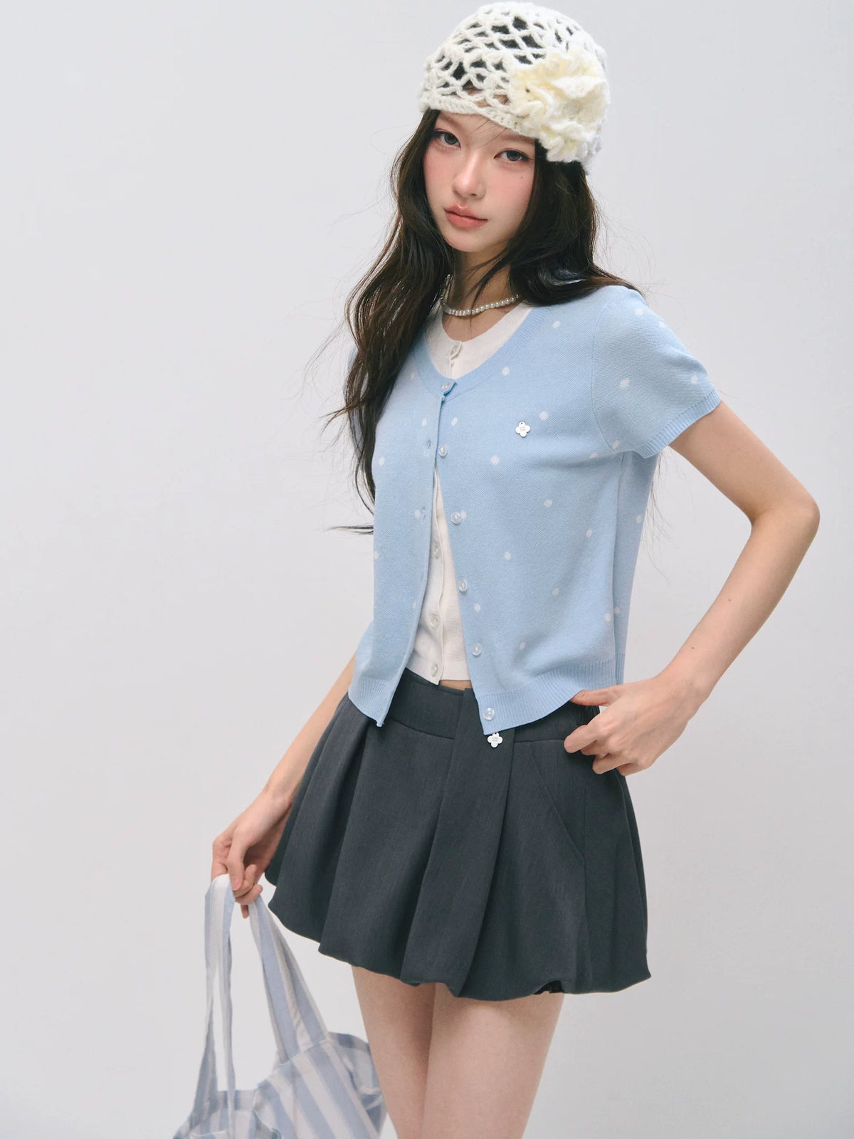 Polka Dot Layered Knit Tee