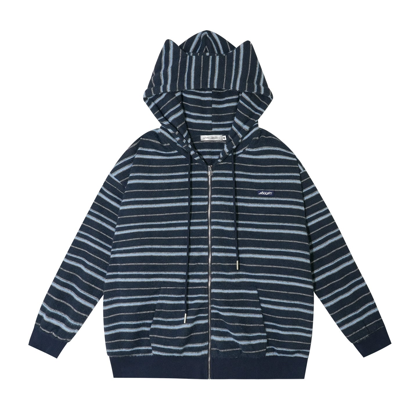 Striped Cat-Ear Hooded Jacket