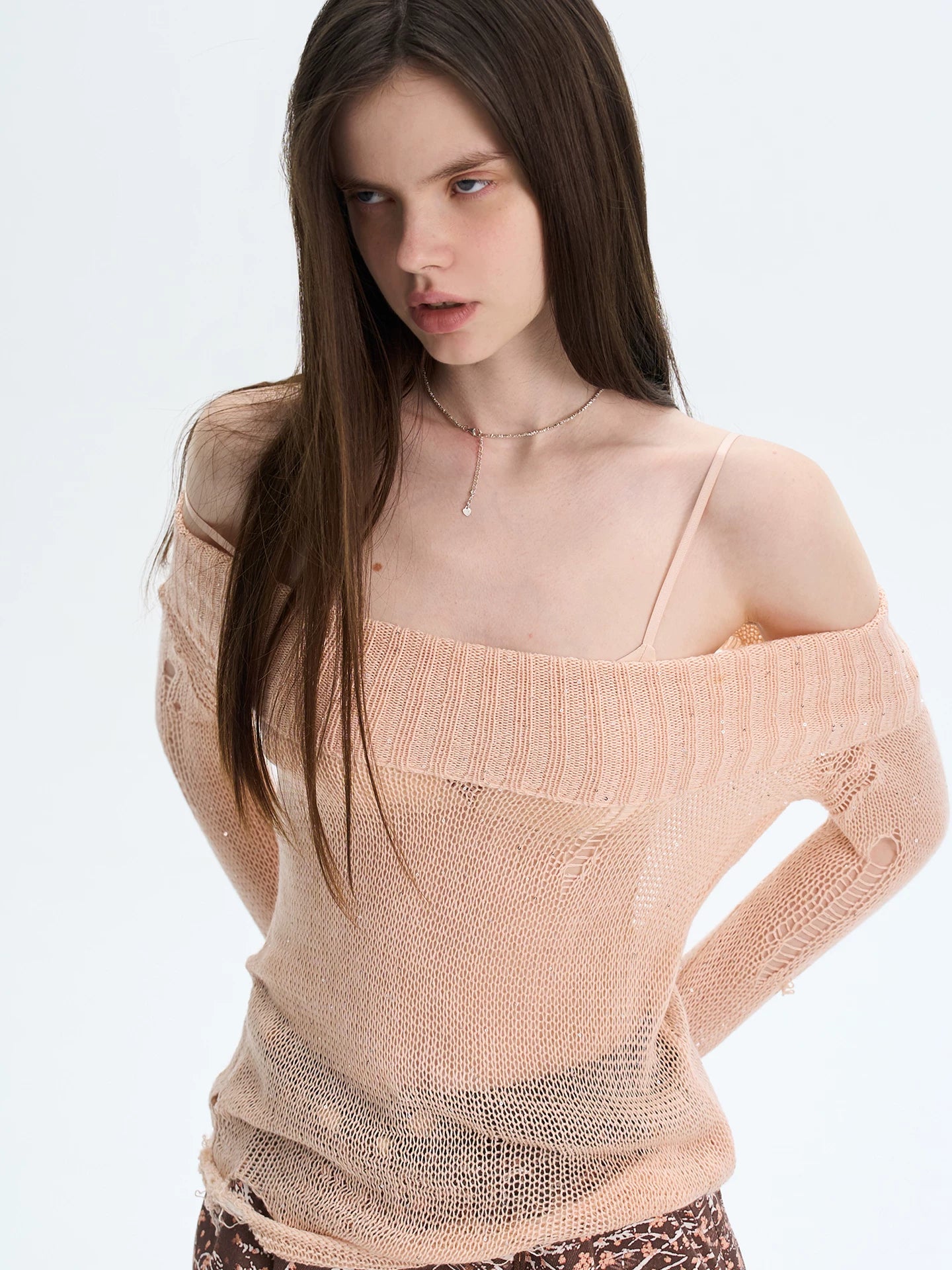 Pink Off-Shoulder Knit Top
