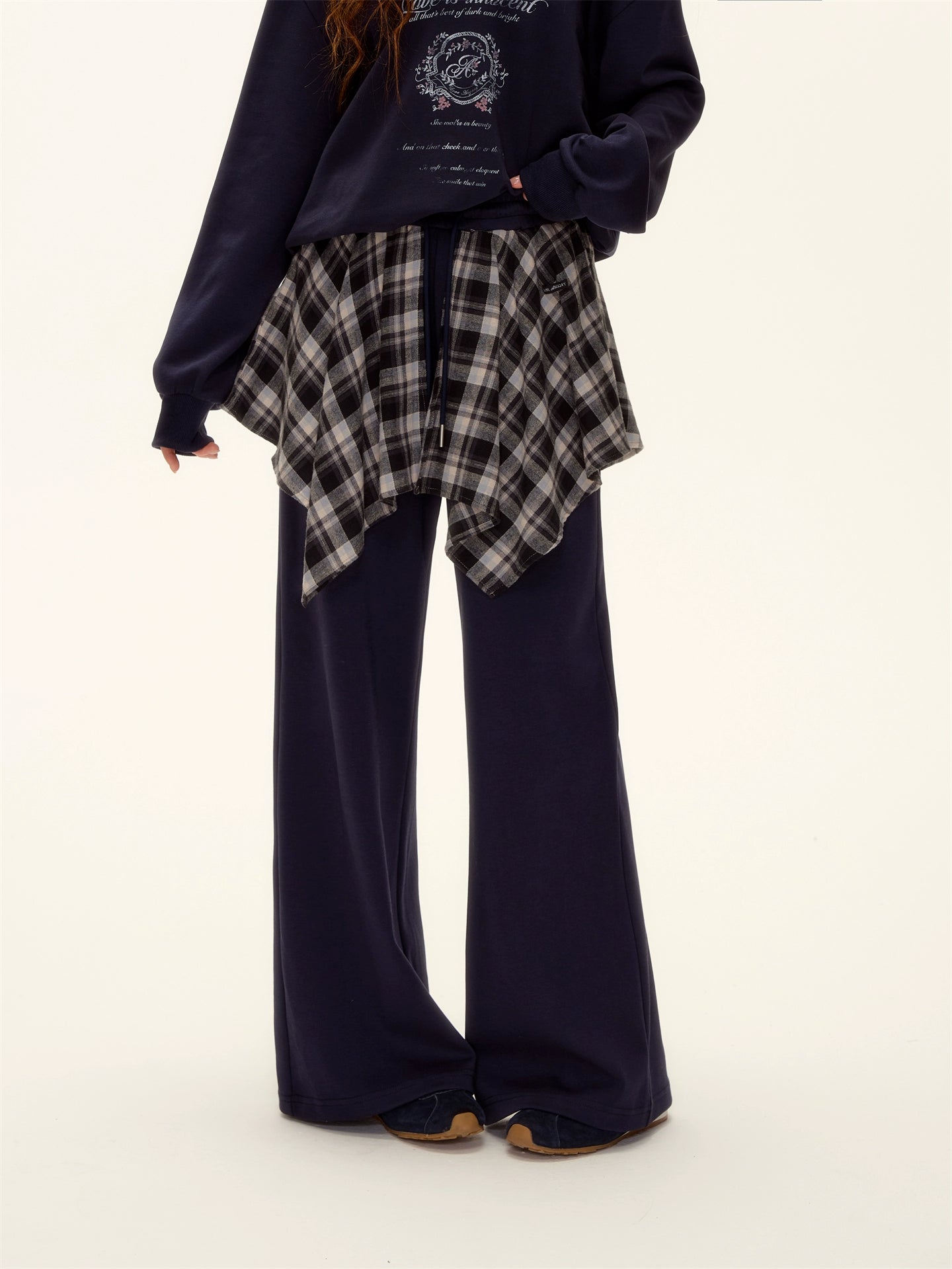 Asymmetric Stripe Print Sweat Set