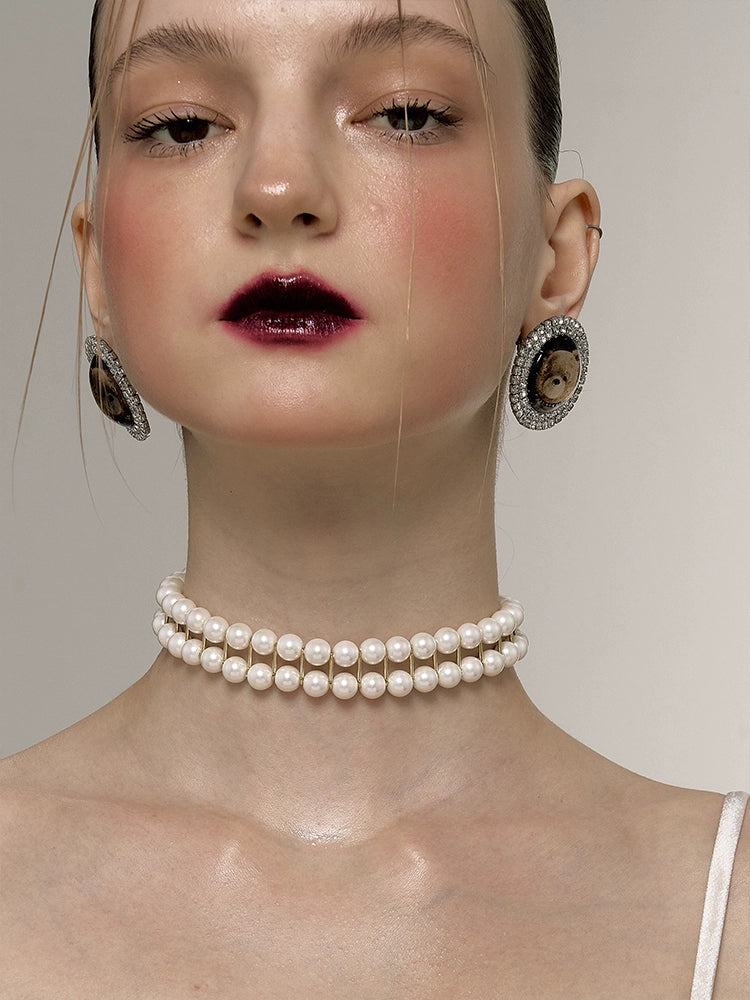 Double-layer Retro Pearl Choker
