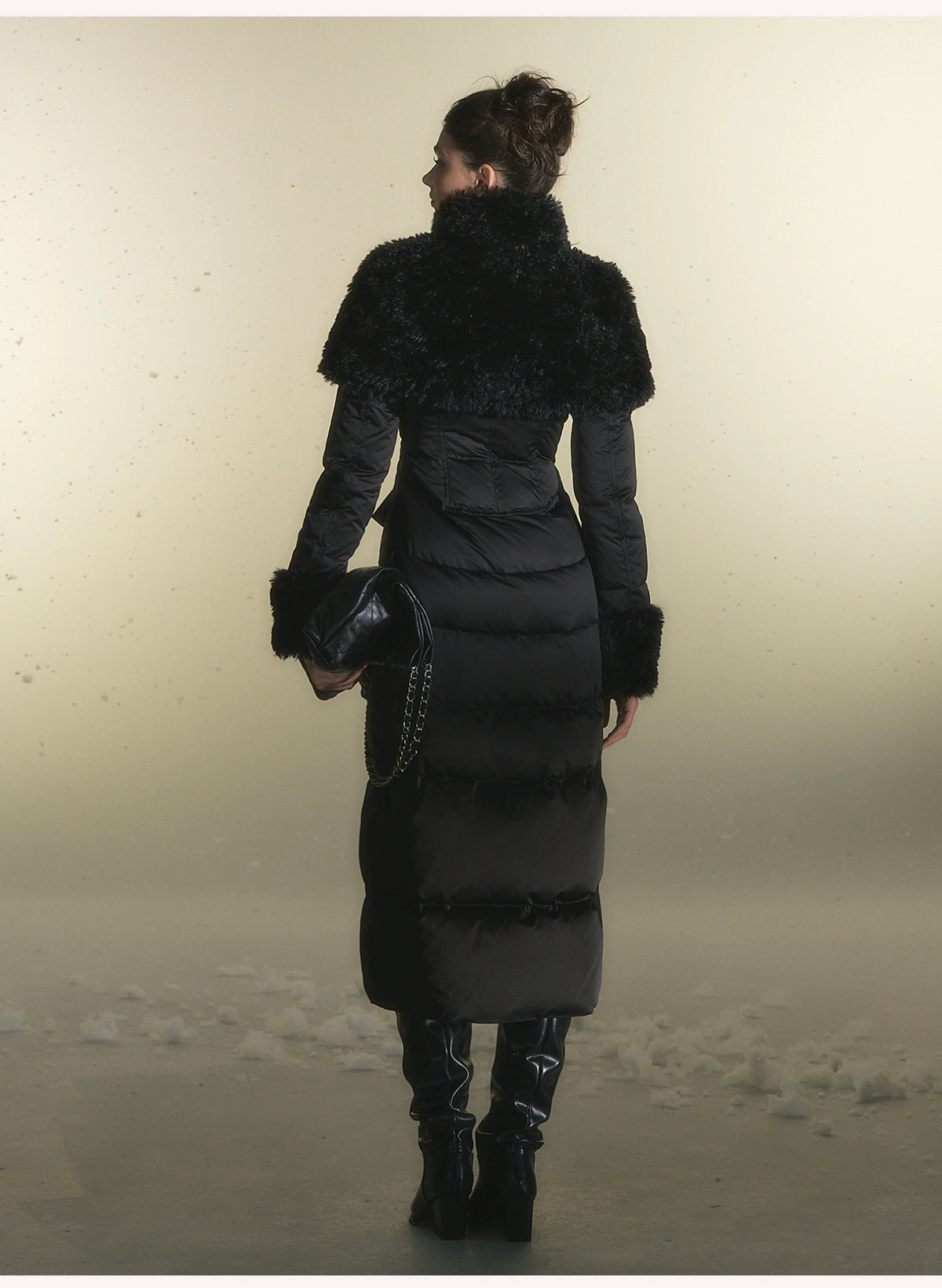 White Duck Down Waist-Coated Long Down Jacket