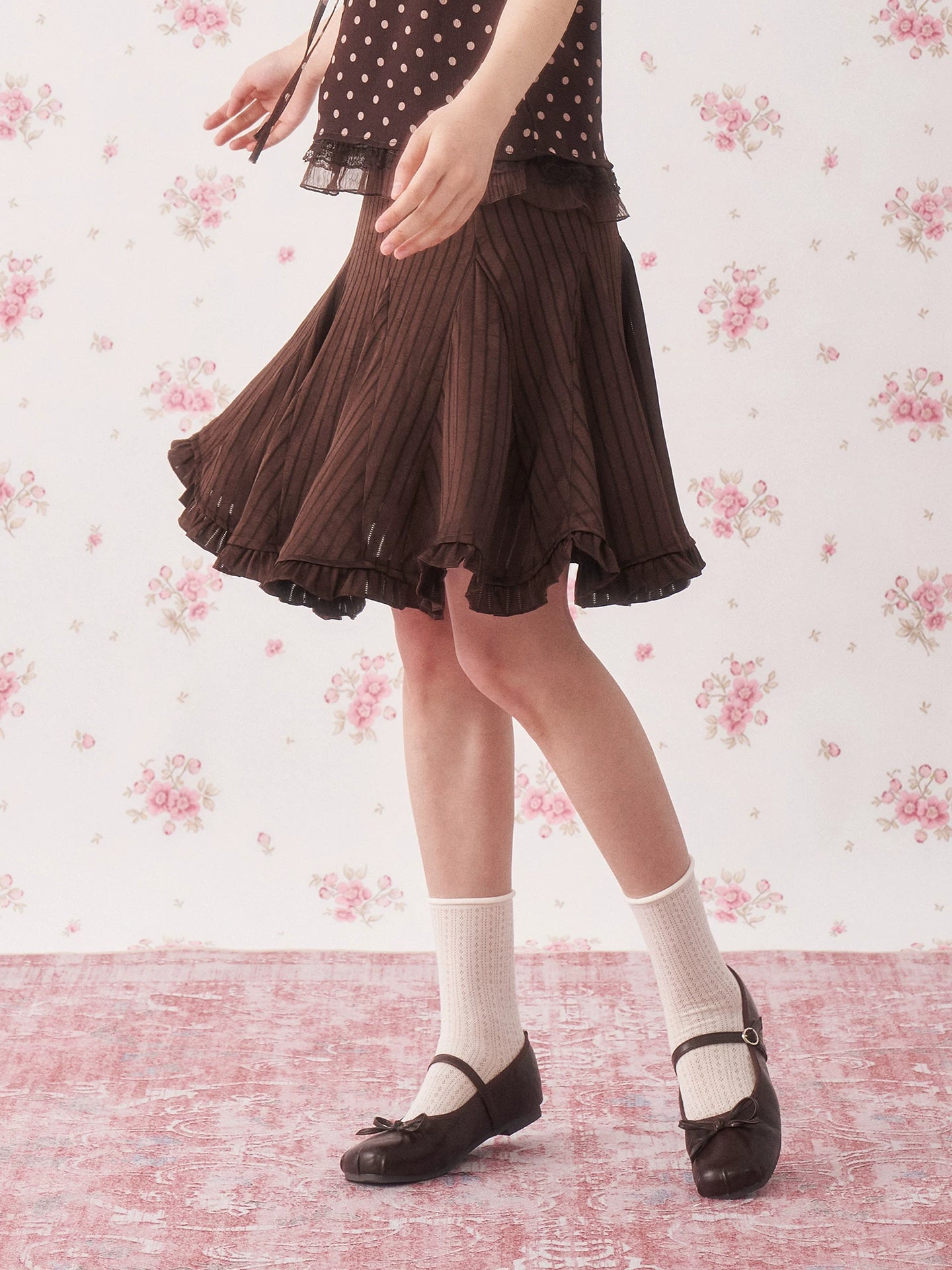 Brown Asymmetric Brown Skirt