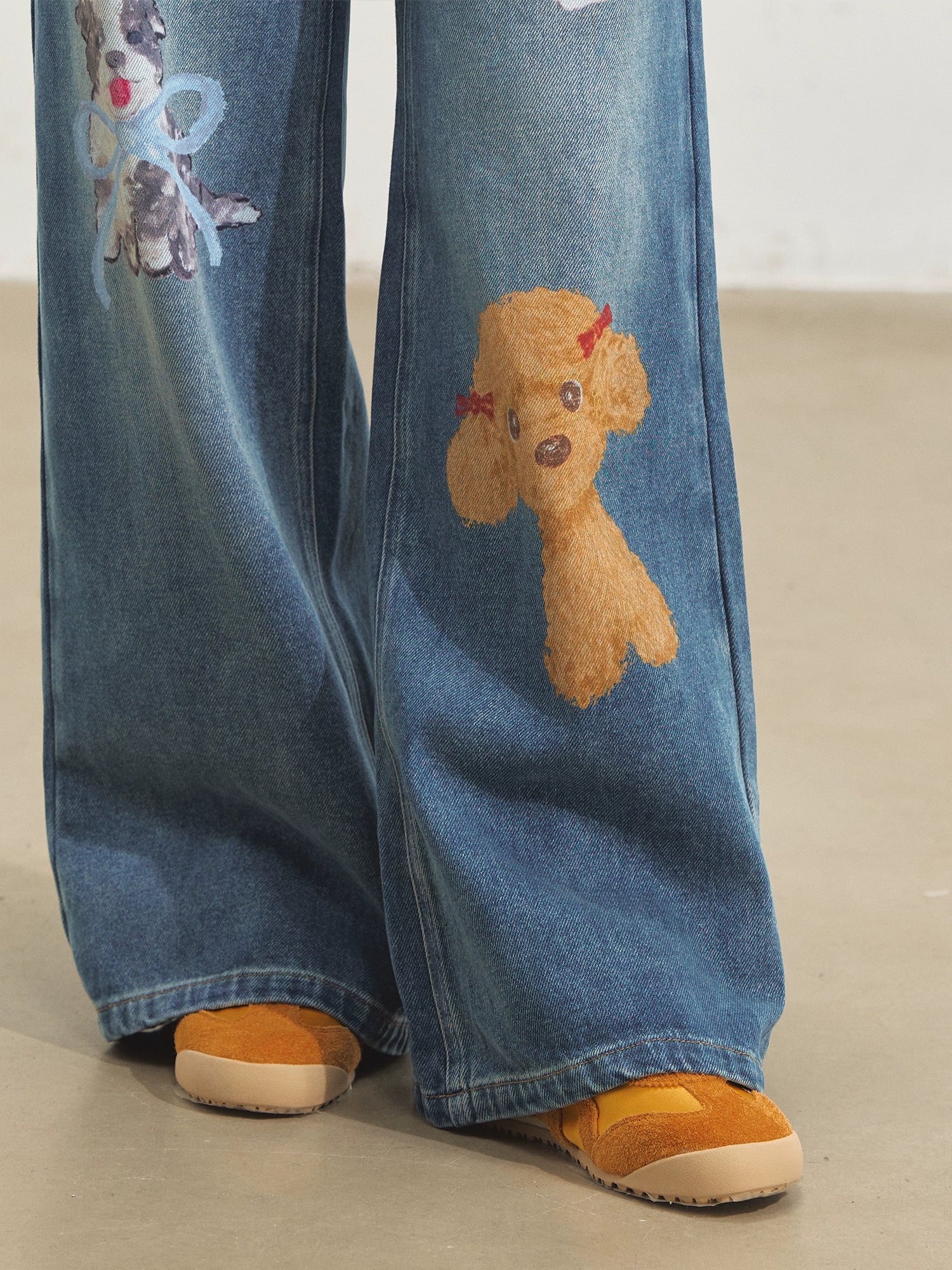 Blue Pet-Inspired Wide-Leg Jeans