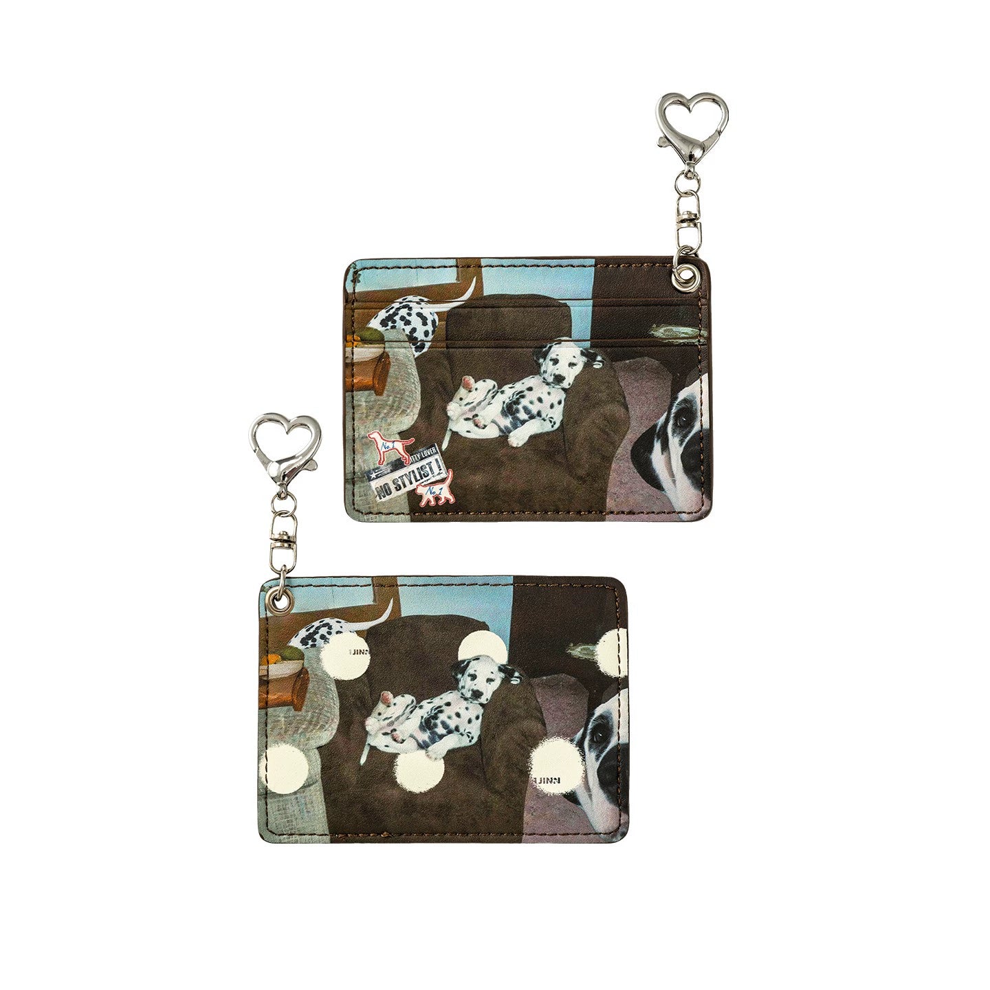 Polka Dot Cats & Dogs Charm Dual-Slot Card Holder