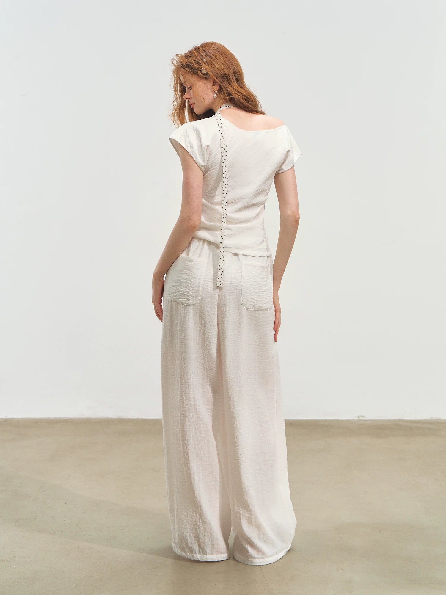 Draped Lazy Asymmetric Shoulder Convertible Top Set