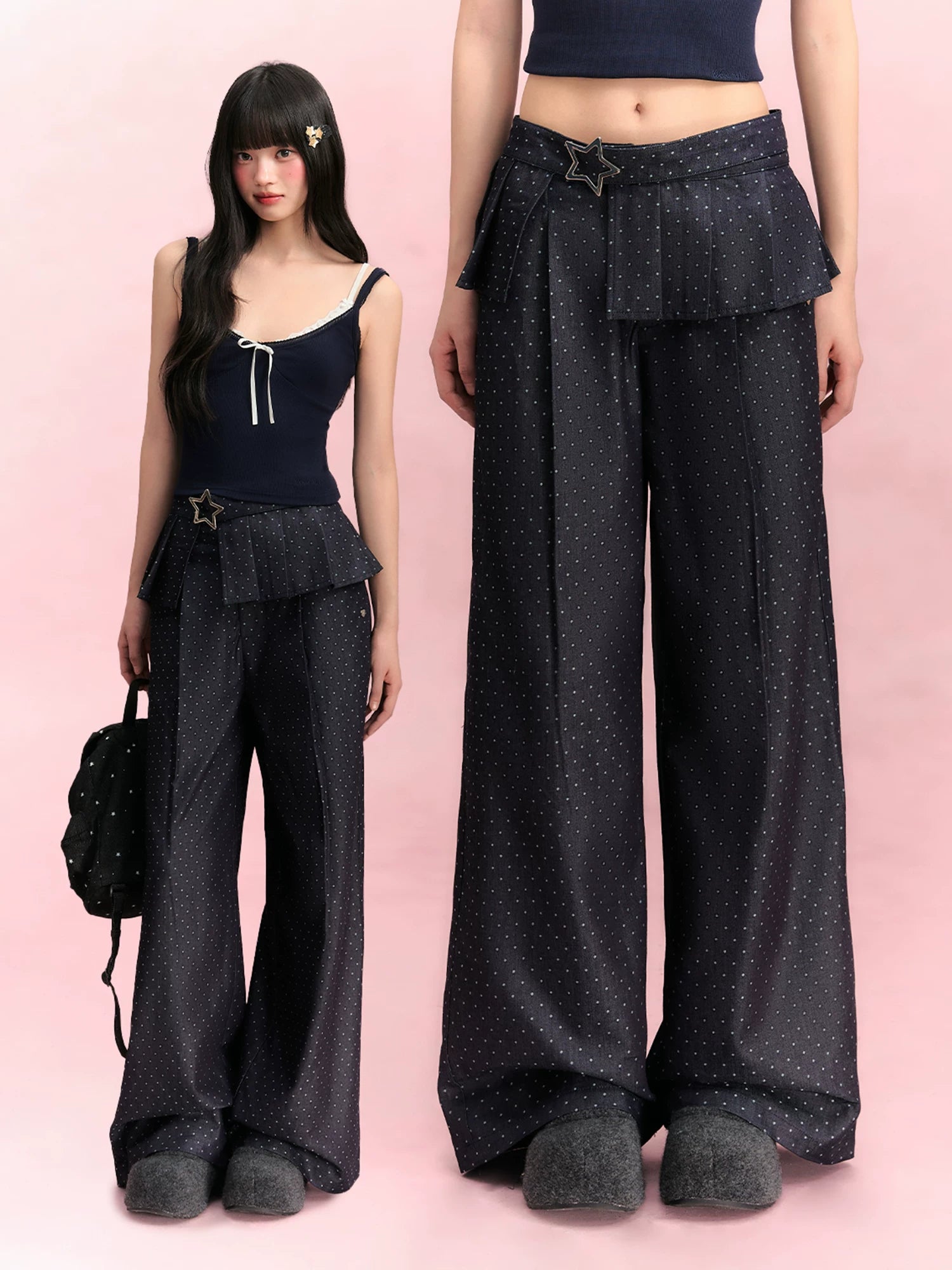 Detachable Panel Wide Pants