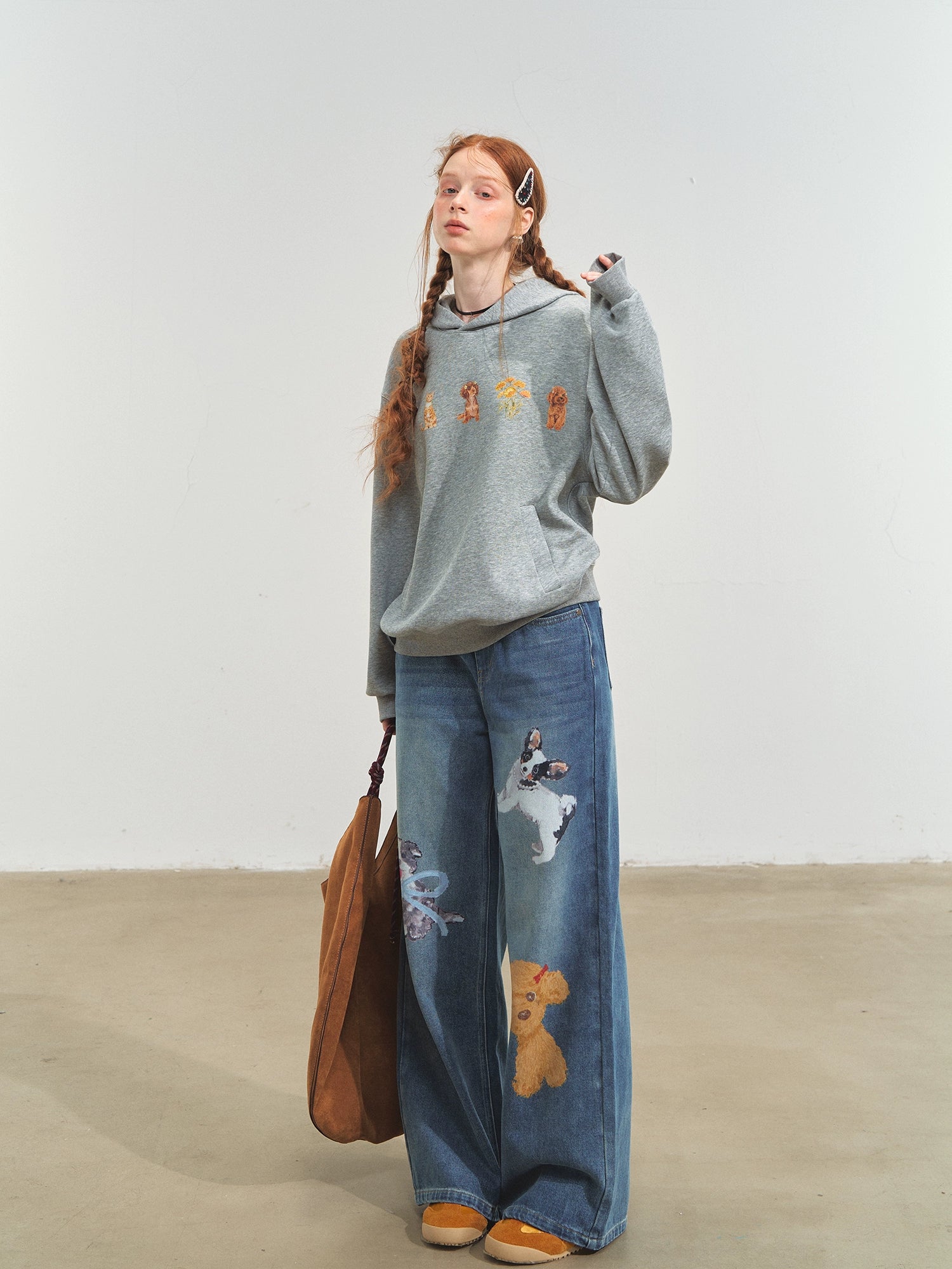 Blue Pet-Inspired Wide-Leg Jeans