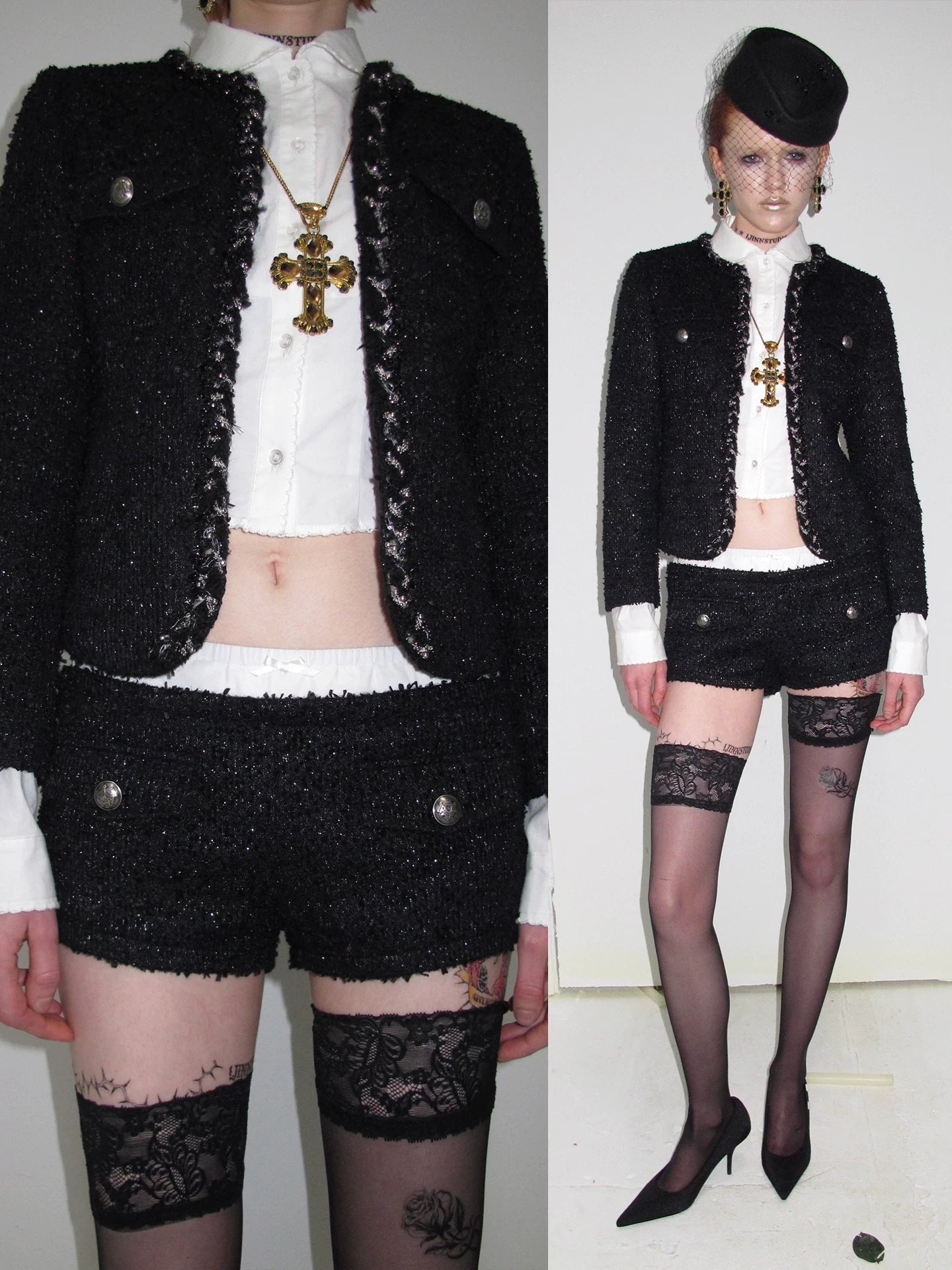 Scallop Collar Crop Shirt