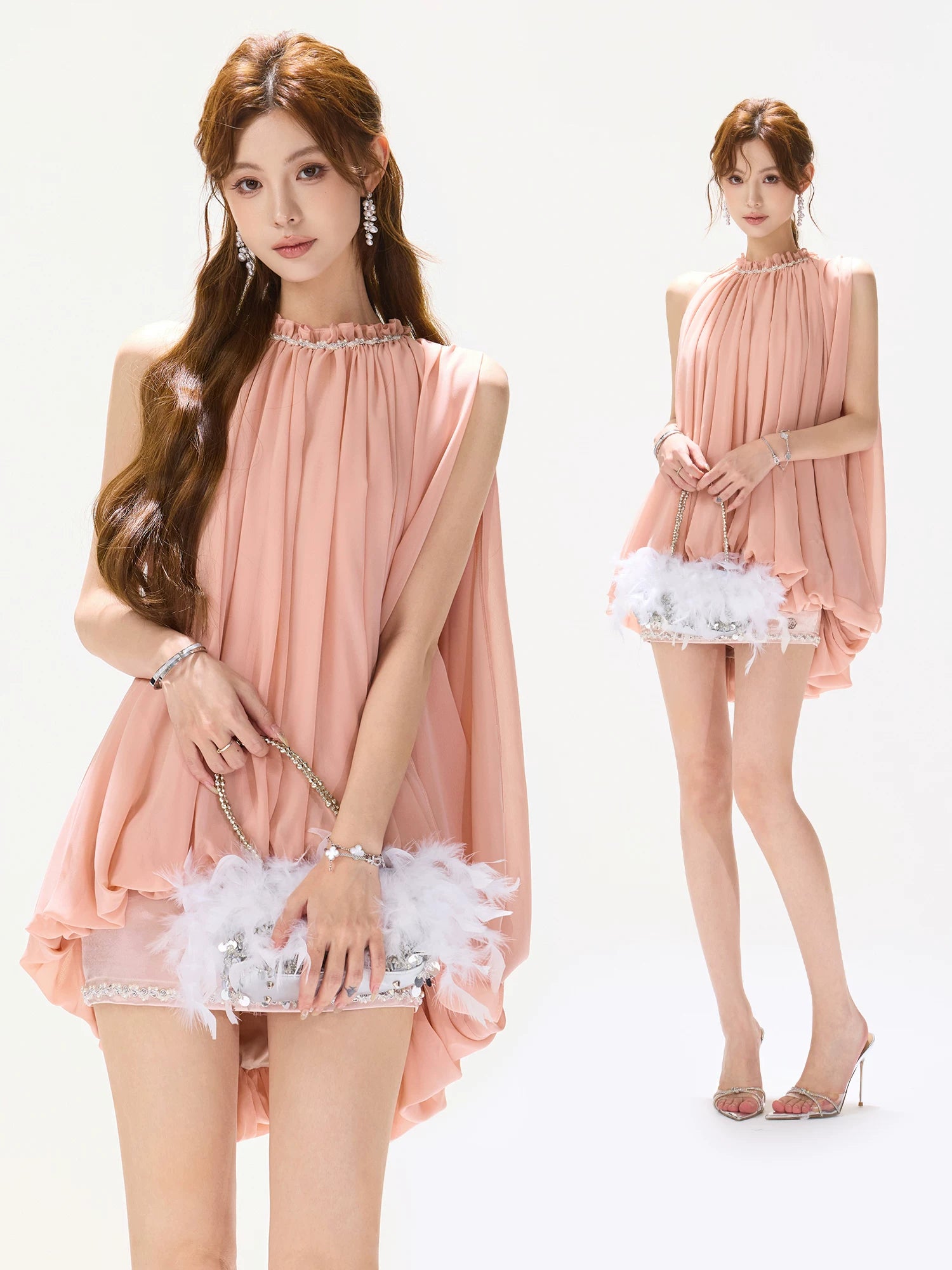 Mist Pink Beaded Halter Top