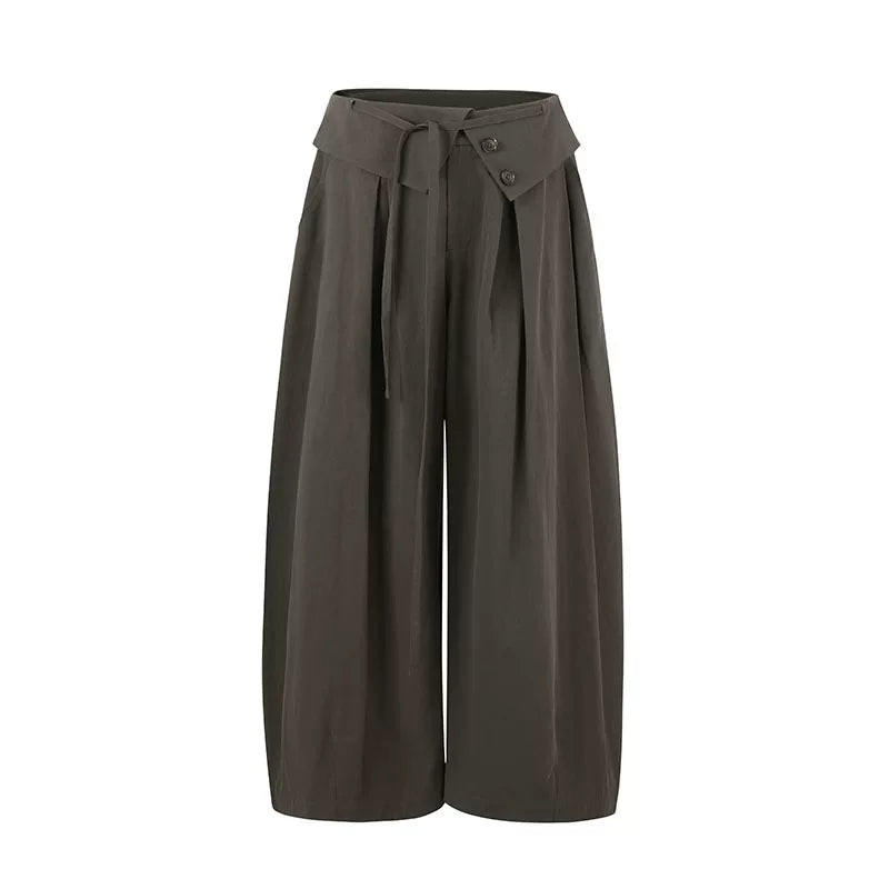 Lyocell Cotton Wide-Leg Casual Pants
