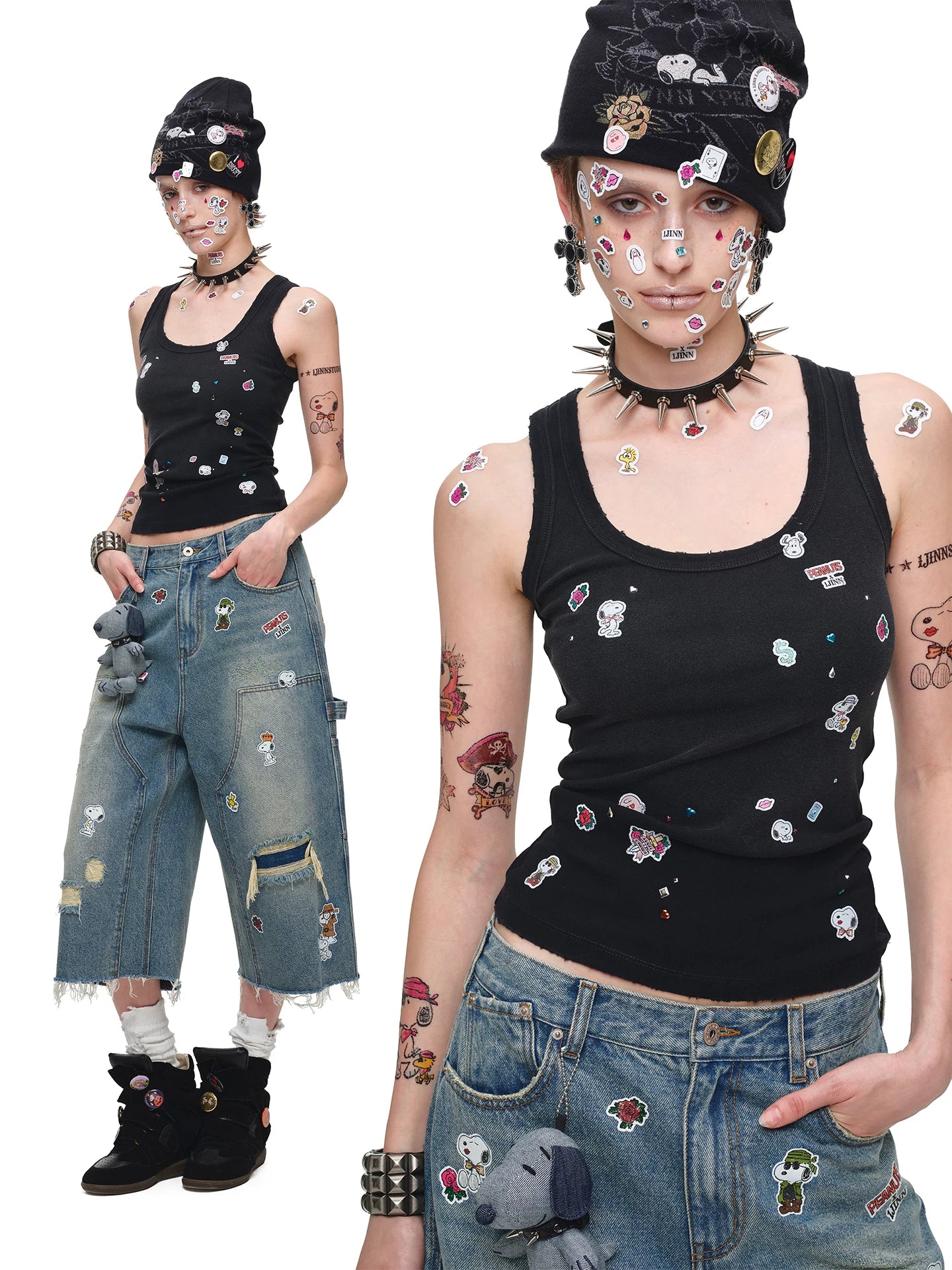 Vintage Print Wide-Strap Tank Top