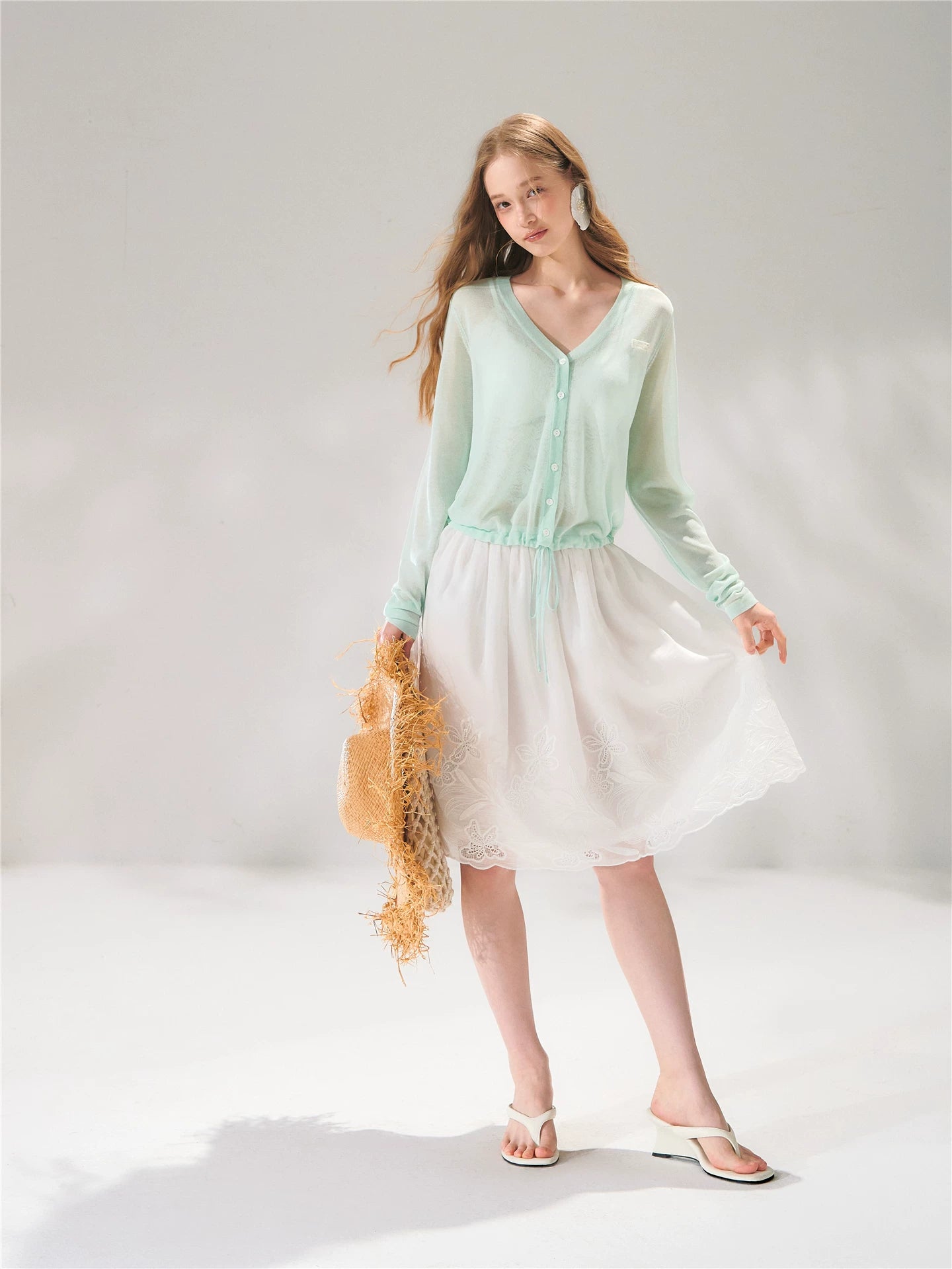 Lace Hem Embroidered Skirt