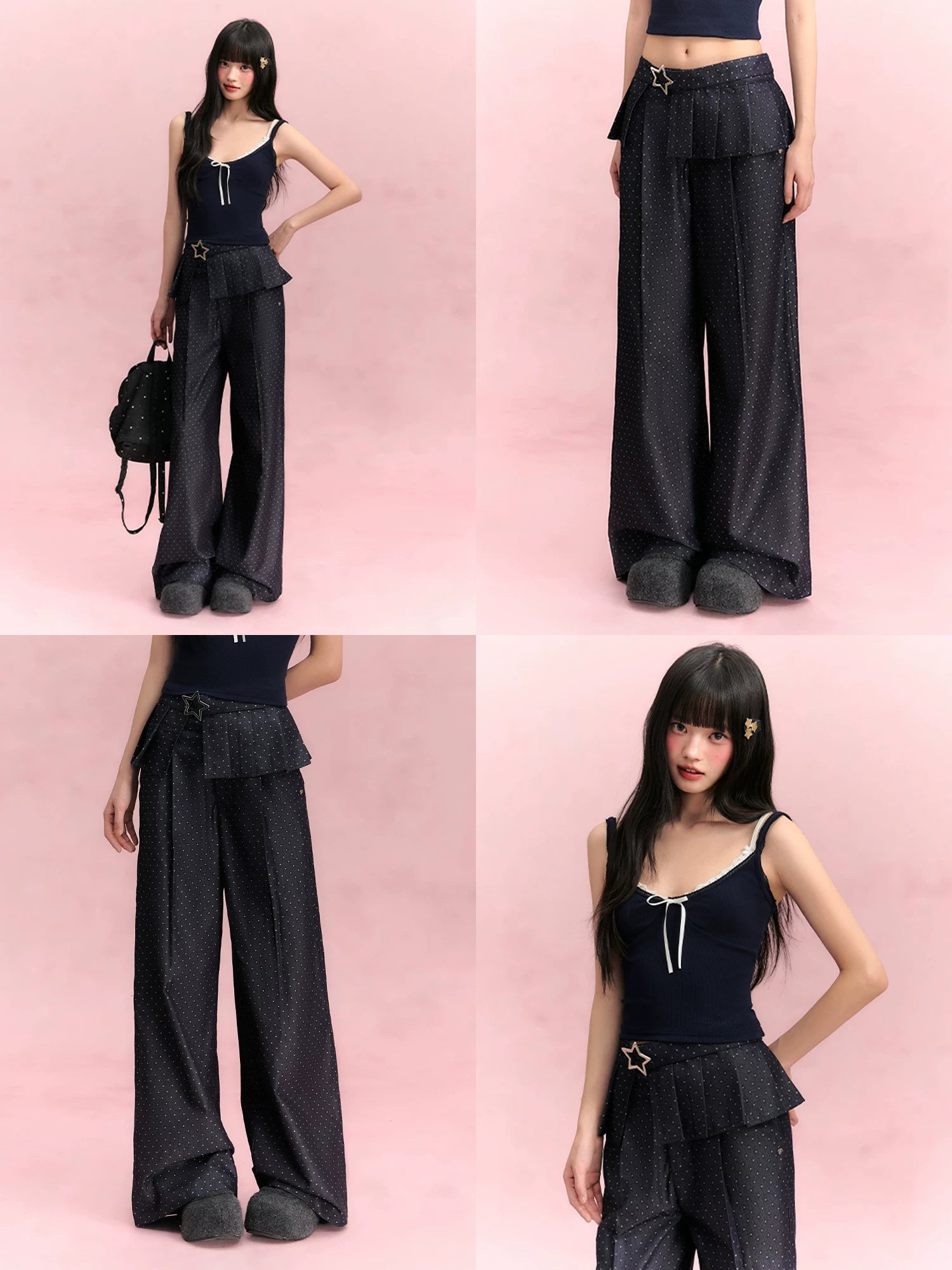 Detachable Panel Wide Pants