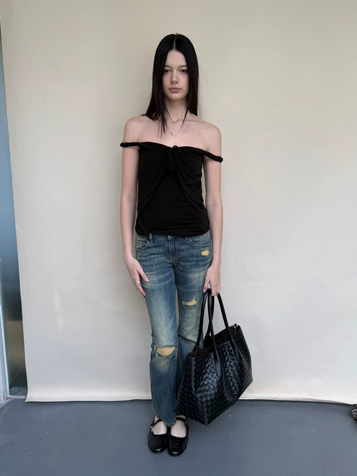 Distressed Washed Denim Jeans